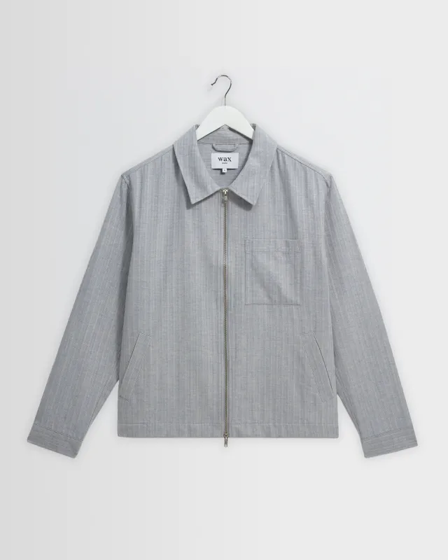 Eldon - Light Blue Herringbone Cotton Jacket made by Wax London