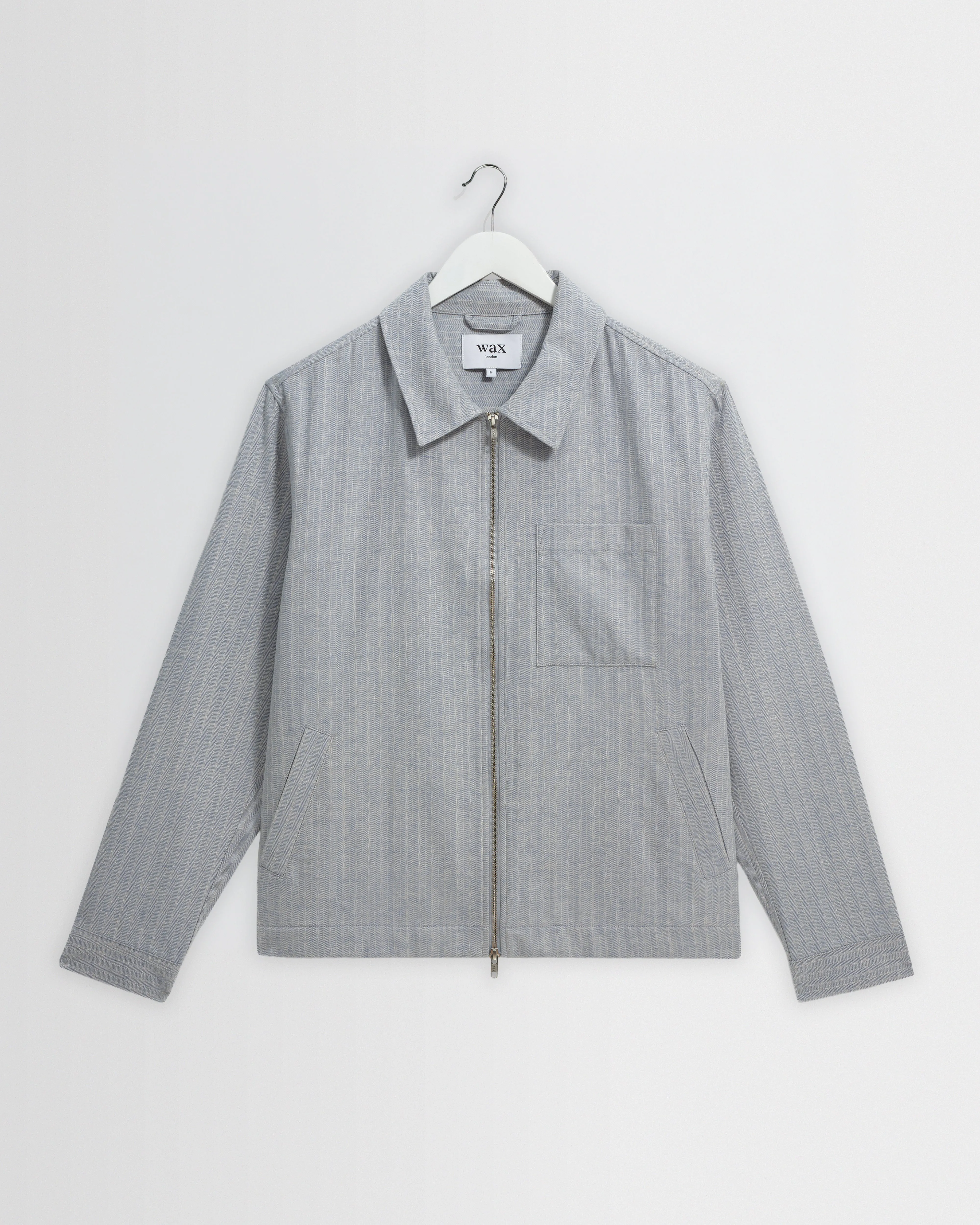 Eldon - Light Blue Herringbone Cotton Jacket sold by Wax London