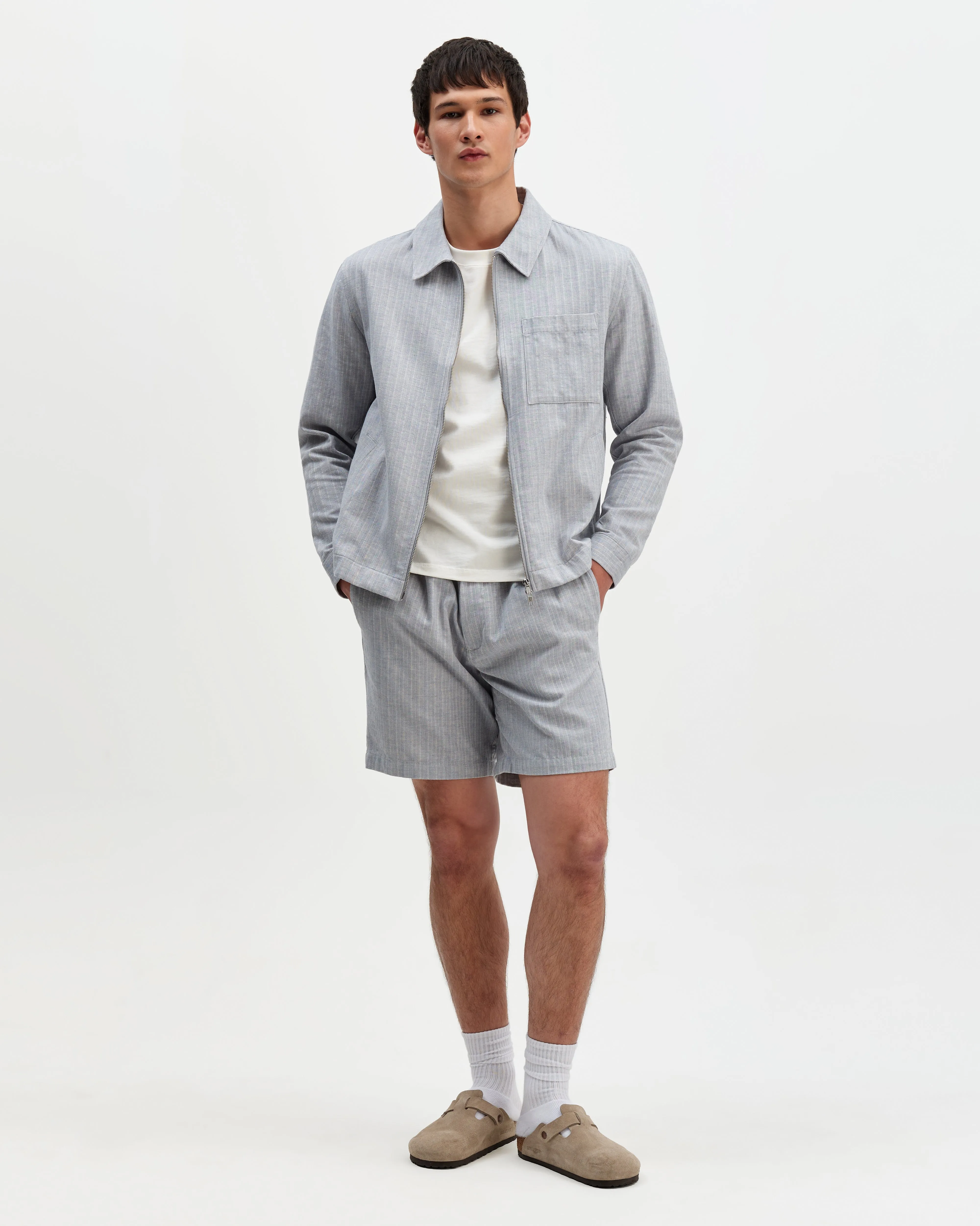 Eldon - Light Blue Herringbone Cotton Jacket sold by Wax London product image thumbnail 5