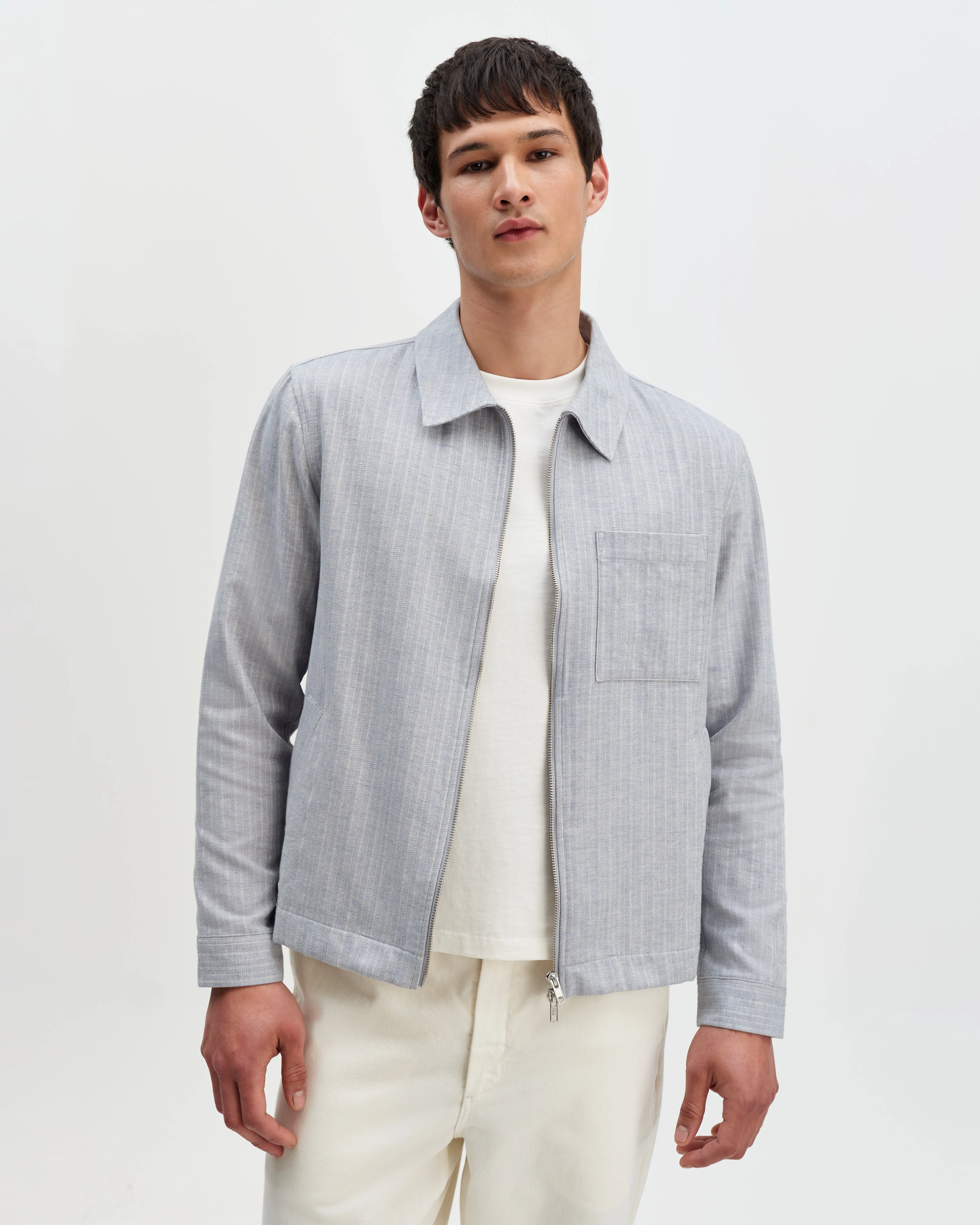 Eldon - Light Blue Herringbone Cotton Jacket sold by Wax London product image thumbnail 2