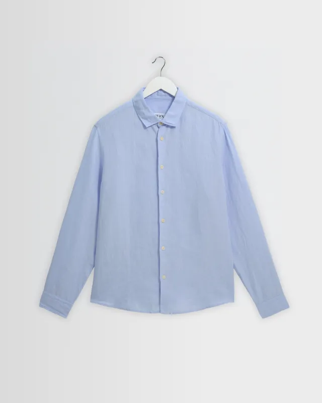 Dartford - Pale Blue Washed Linen Shirt made by Wax London