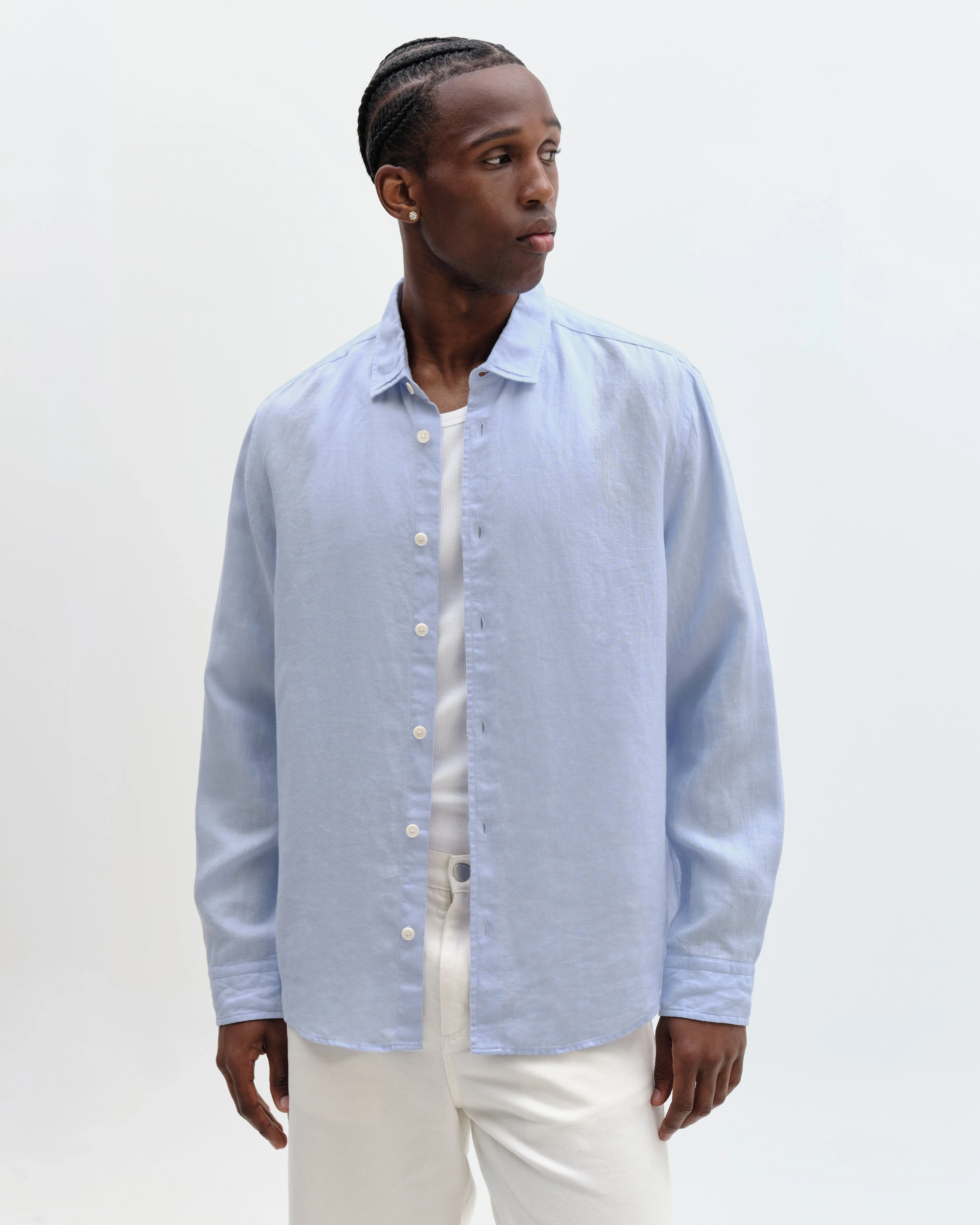 Dartford - Pale Blue Washed Linen Shirt sold by Wax London product image thumbnail 2