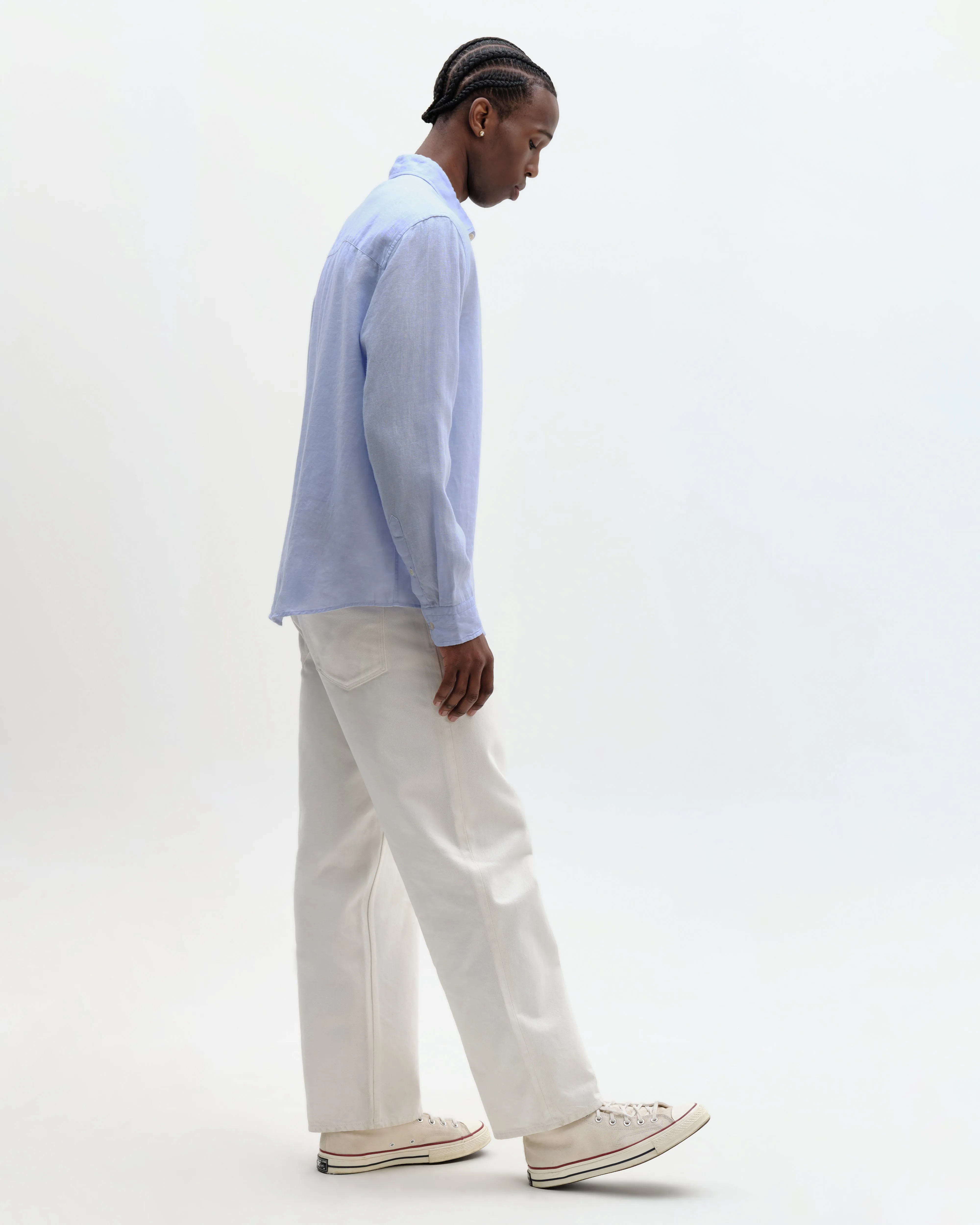 Dartford - Pale Blue Washed Linen Shirt sold by Wax London product image thumbnail 5