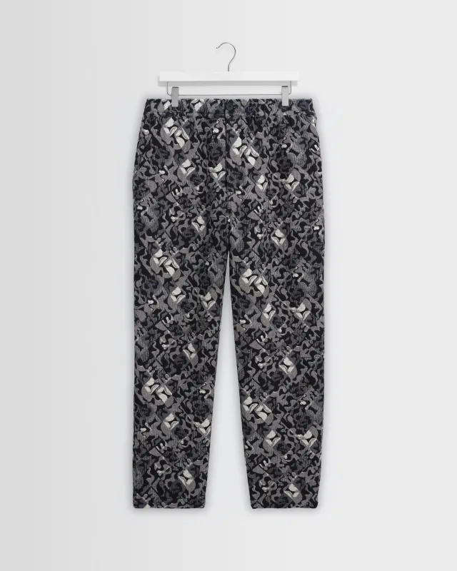 Kurt - Navy And Ecru Tile Jacquard Relaxed Fit Trousers made by Wax London