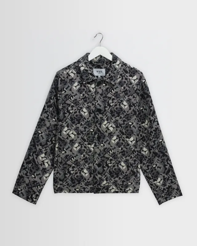 Iggy - Navy And Ecru Tile Jacquard Jacket made by Wax London