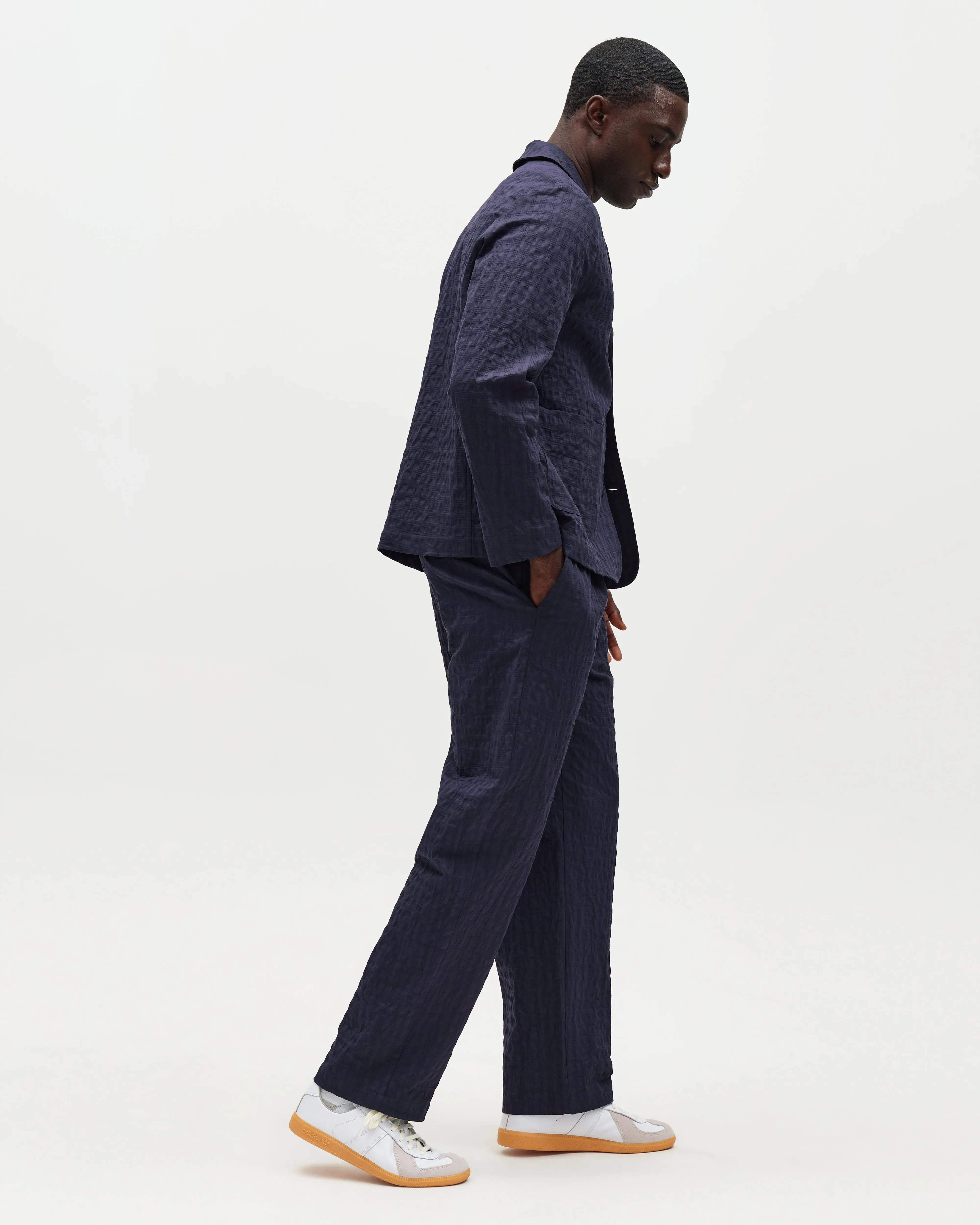 Exmouth - Navy Dobby Cotton Blazer sold by Wax London product image thumbnail 5