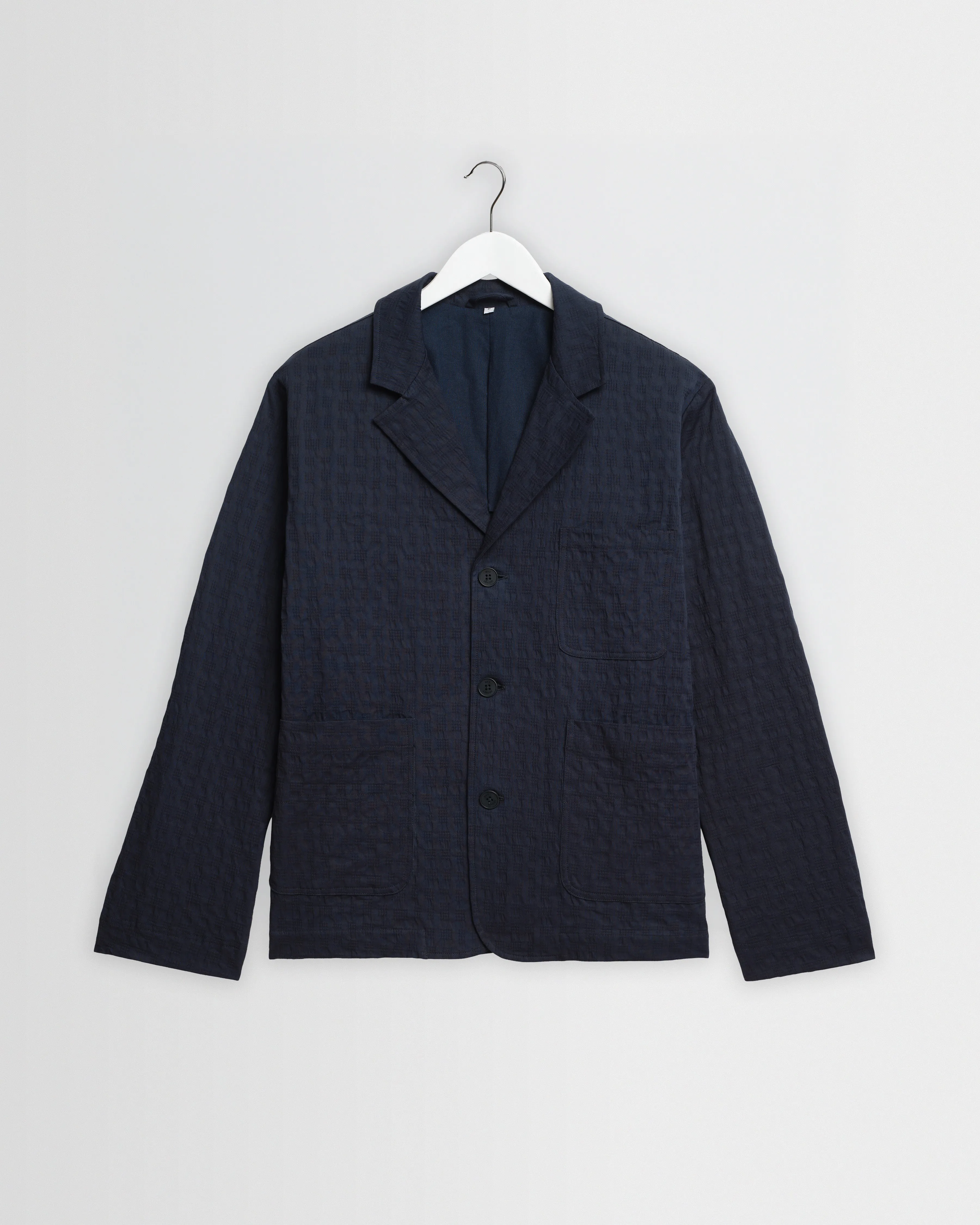 Exmouth - Navy Dobby Cotton Blazer sold by Wax London
