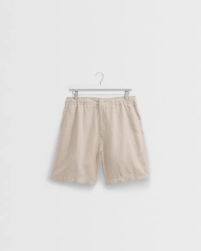 Kurt - Beige Washed Linen Shorts made by Wax London