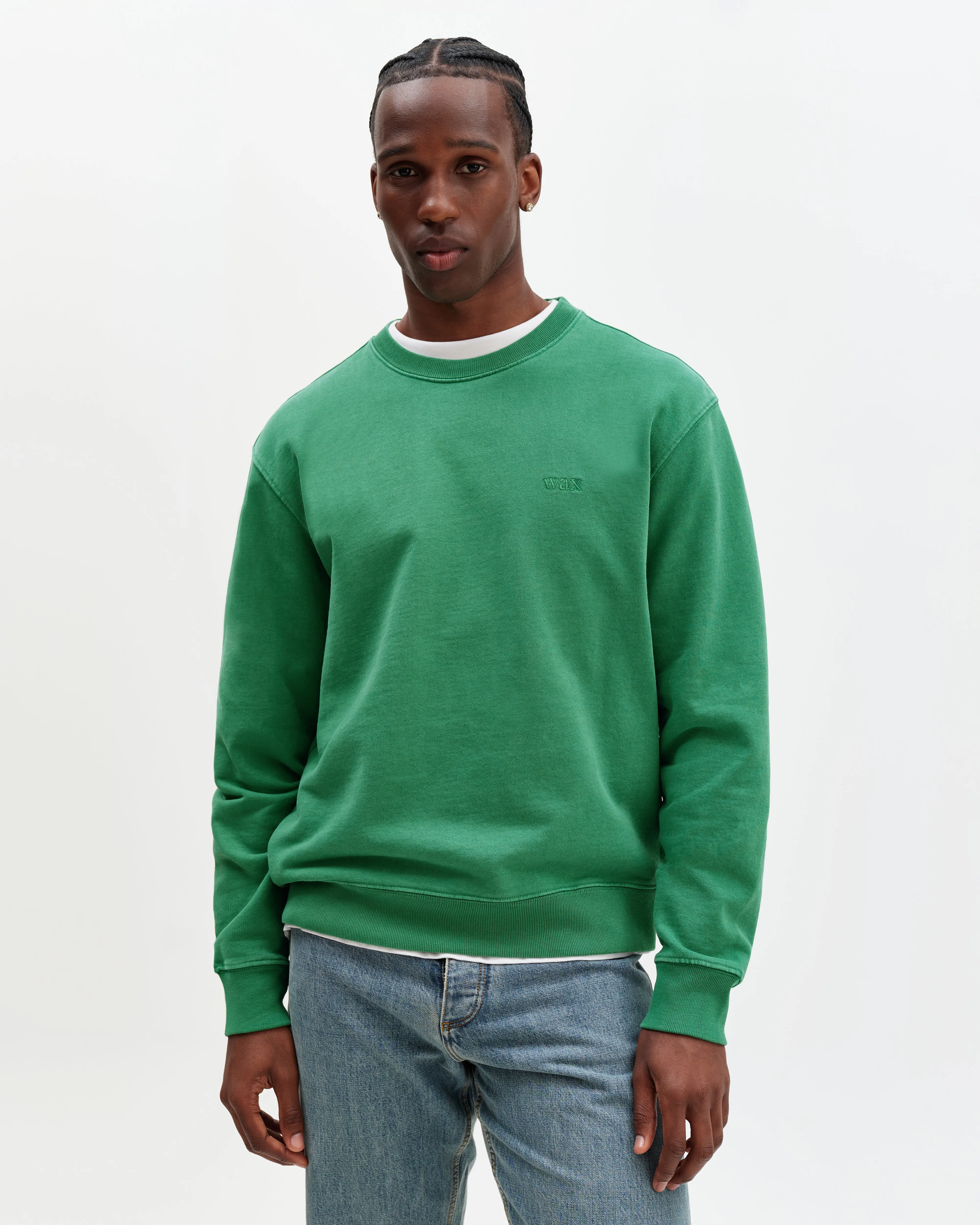 Sidney - Washed Green Loopback Cotton Sweatshirt sold by Wax London product image thumbnail 2