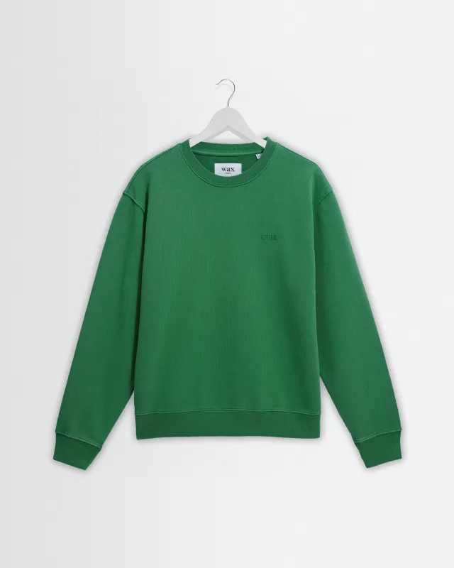 Sidney - Washed Green Loopback Cotton Sweatshirt made by Wax London