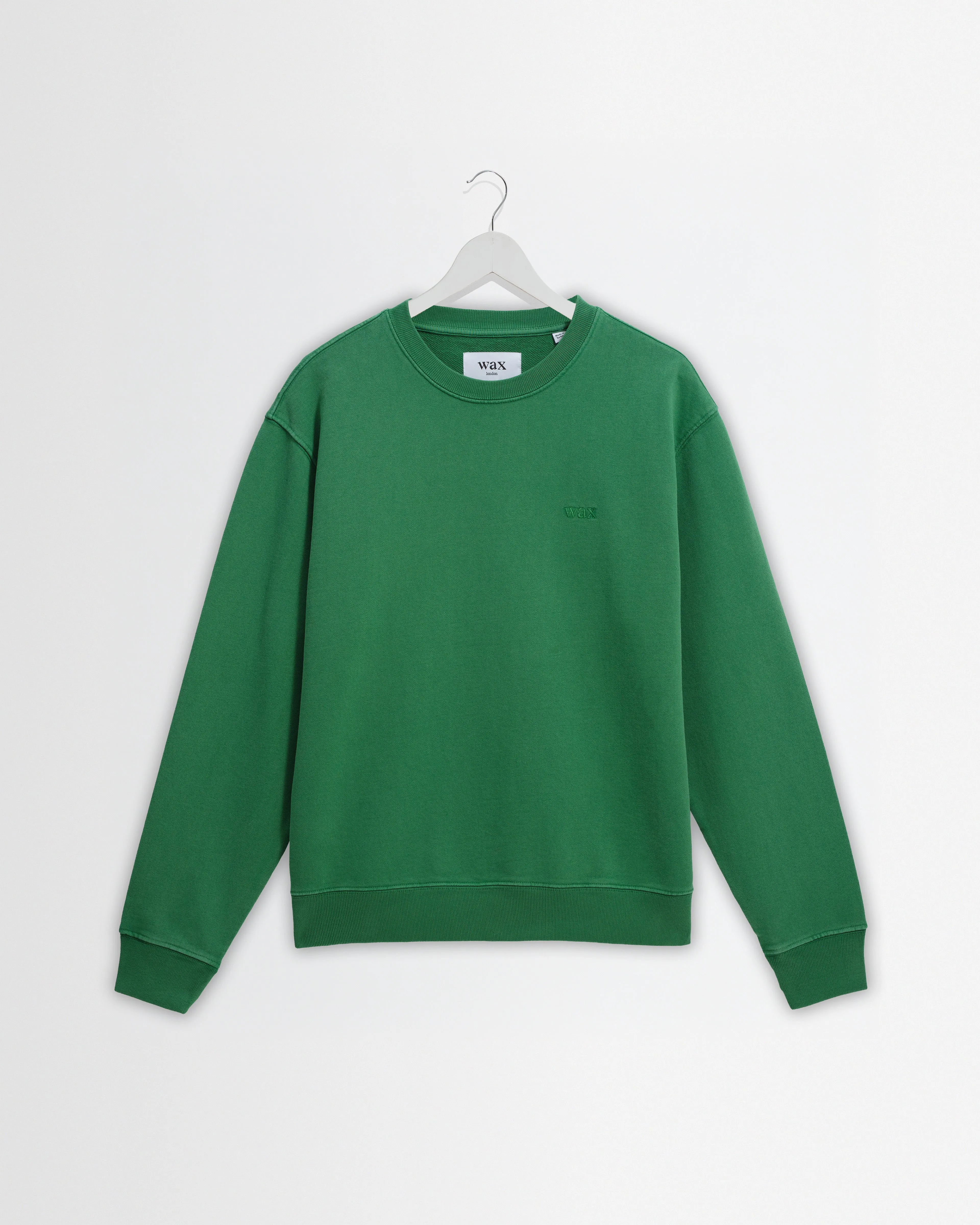 Sidney - Washed Green Loopback Cotton Sweatshirt sold by Wax London