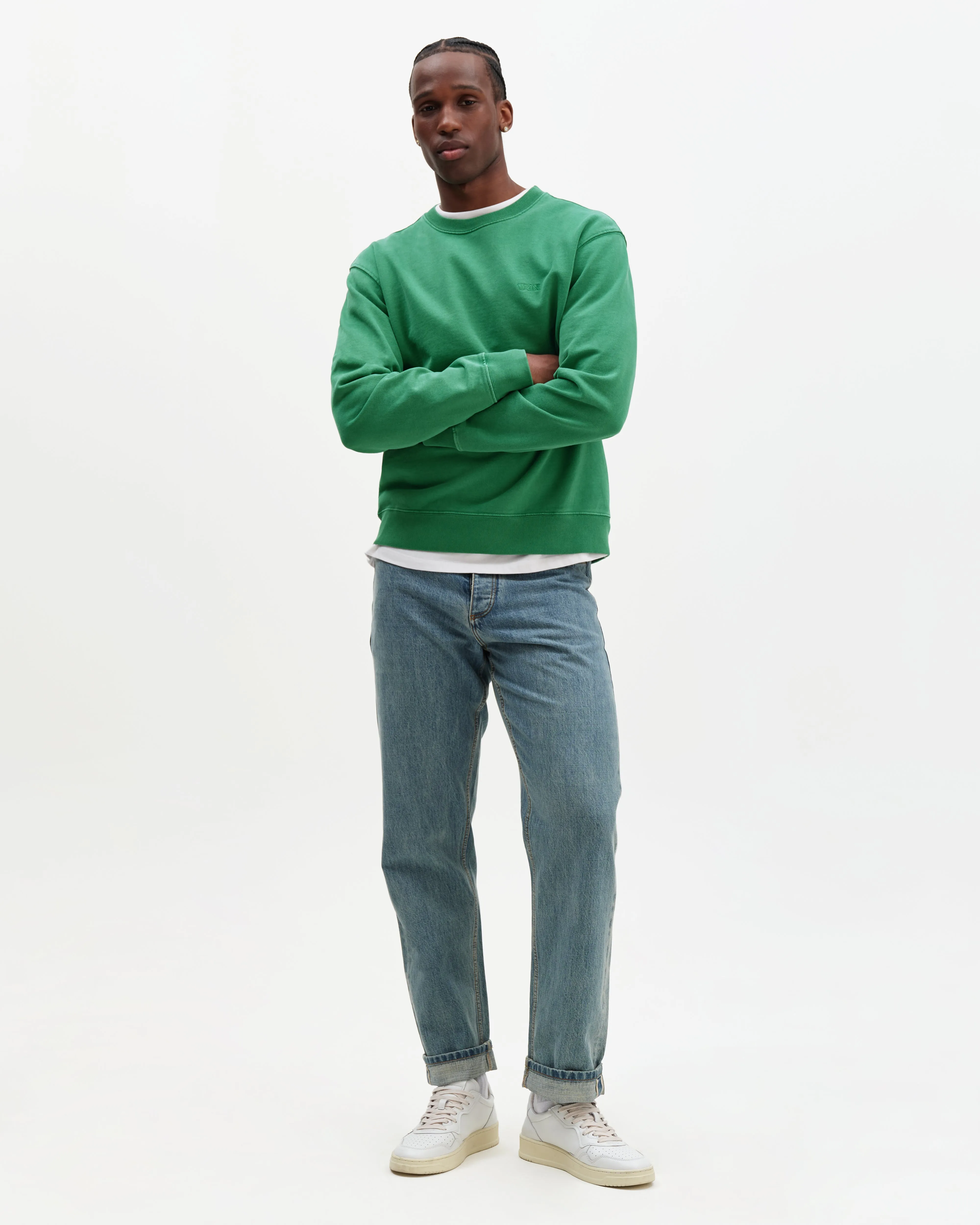Sidney - Washed Green Loopback Cotton Sweatshirt sold by Wax London product image thumbnail 4