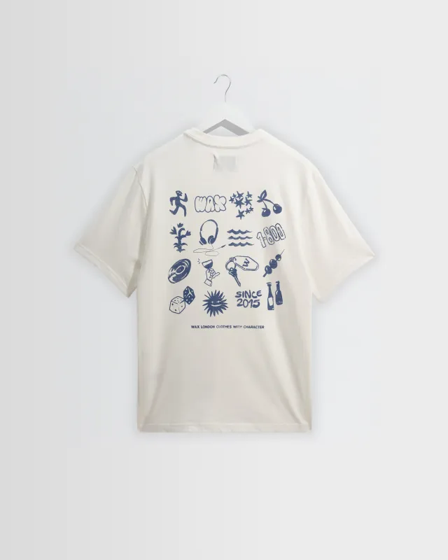 Dean - Off White Grid Sketch Graphic T-Shirt made by Wax London