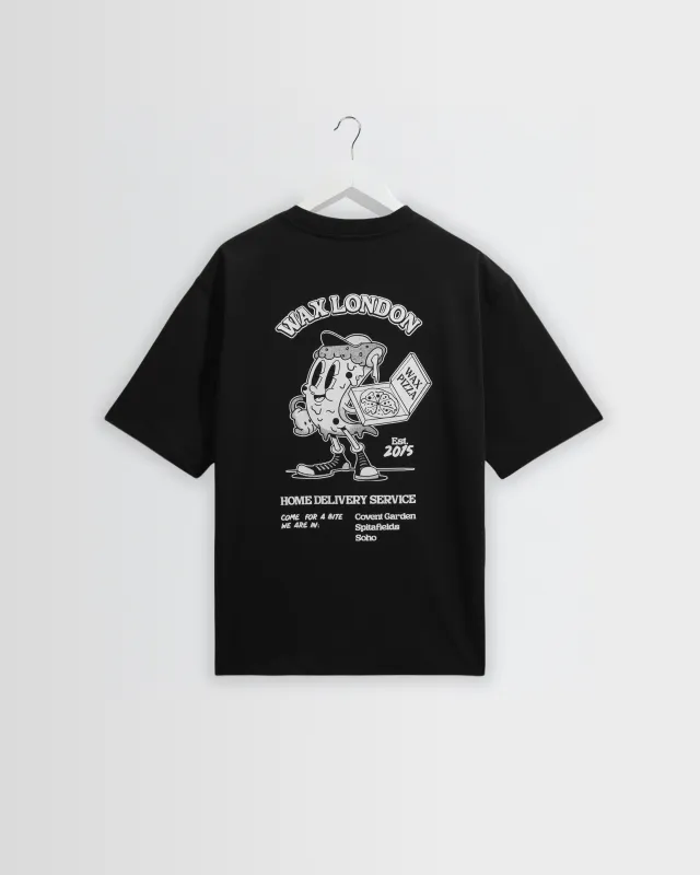 Milton - Black Pizza Delivery Graphic T-Shirt made by Wax London