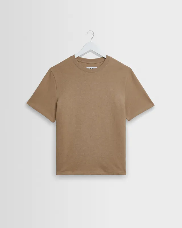 Dean - Dark Sand Textured Organic Cotton T-Shirt made by Wax London