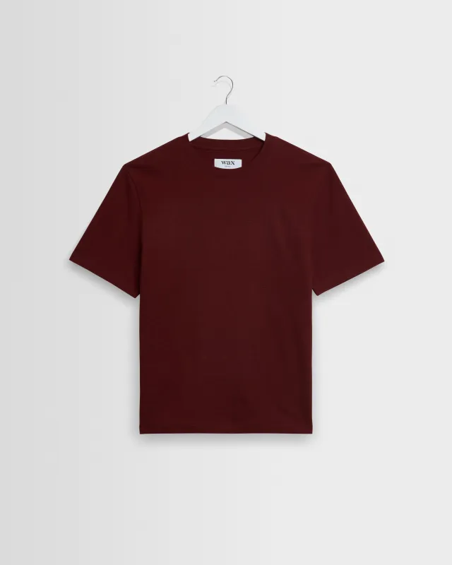 Dean - Maroon Textured Organic Cotton T-Shirt made by Wax London