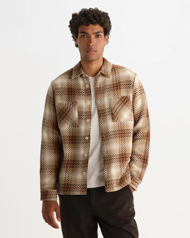 WHITING OVERSHIRT OVERLAP CHECK NATURAL / ECRU made by Wax London