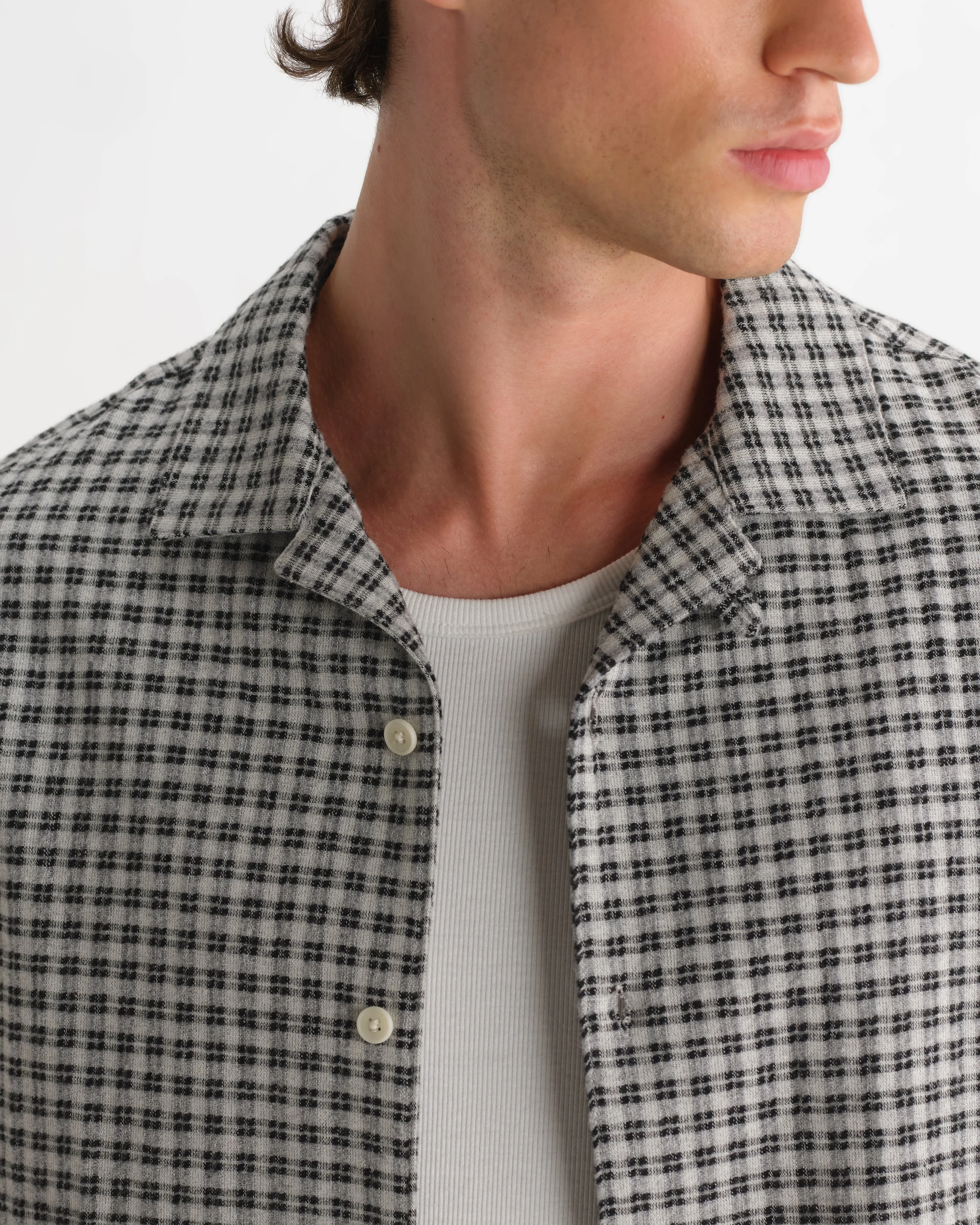 Corey - Black And Ecru Mini Check Shirt sold by Wax London product image thumbnail 3