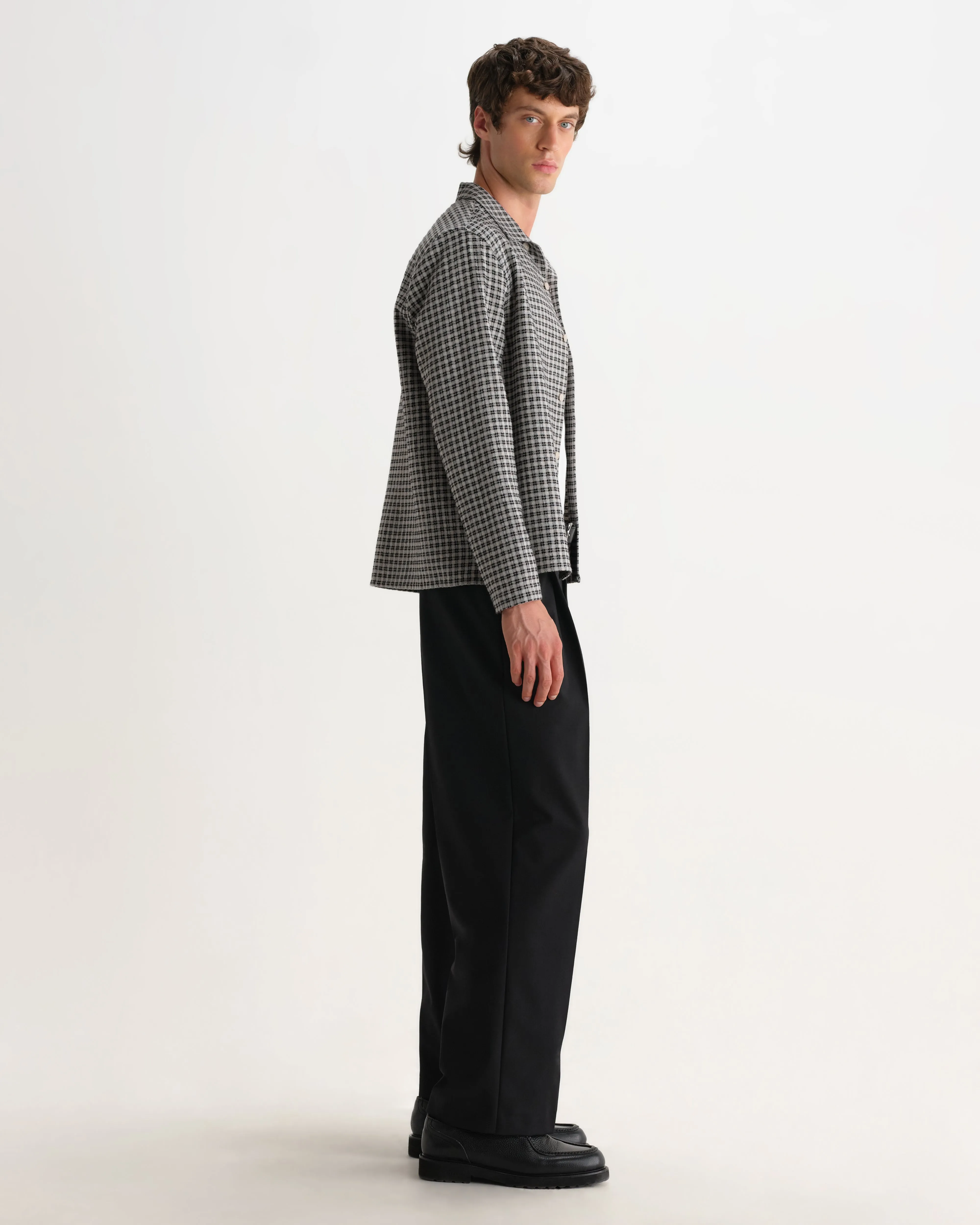 Corey - Black And Ecru Mini Check Shirt sold by Wax London product image thumbnail 5