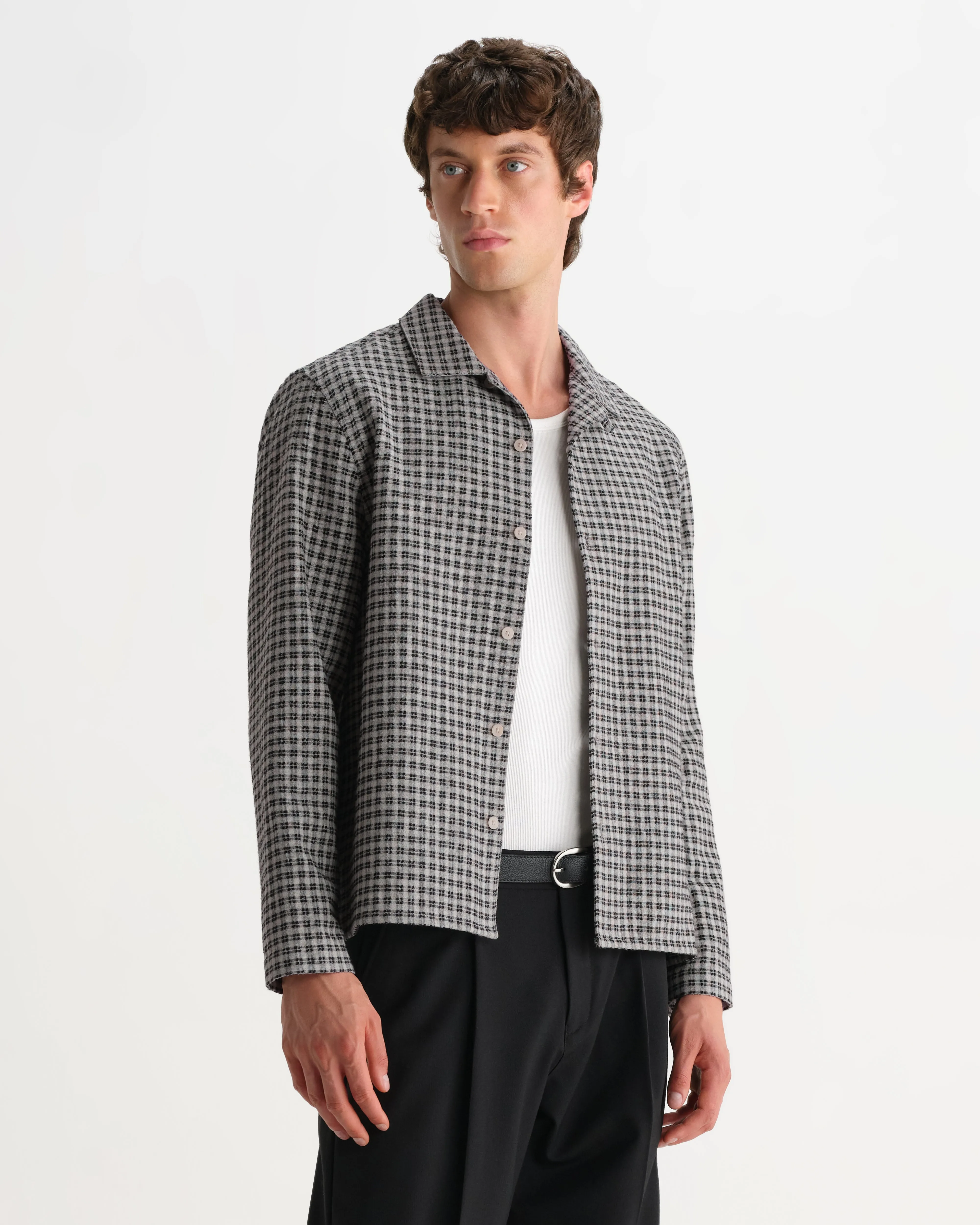 Corey - Black And Ecru Mini Check Shirt sold by Wax London product image thumbnail 2