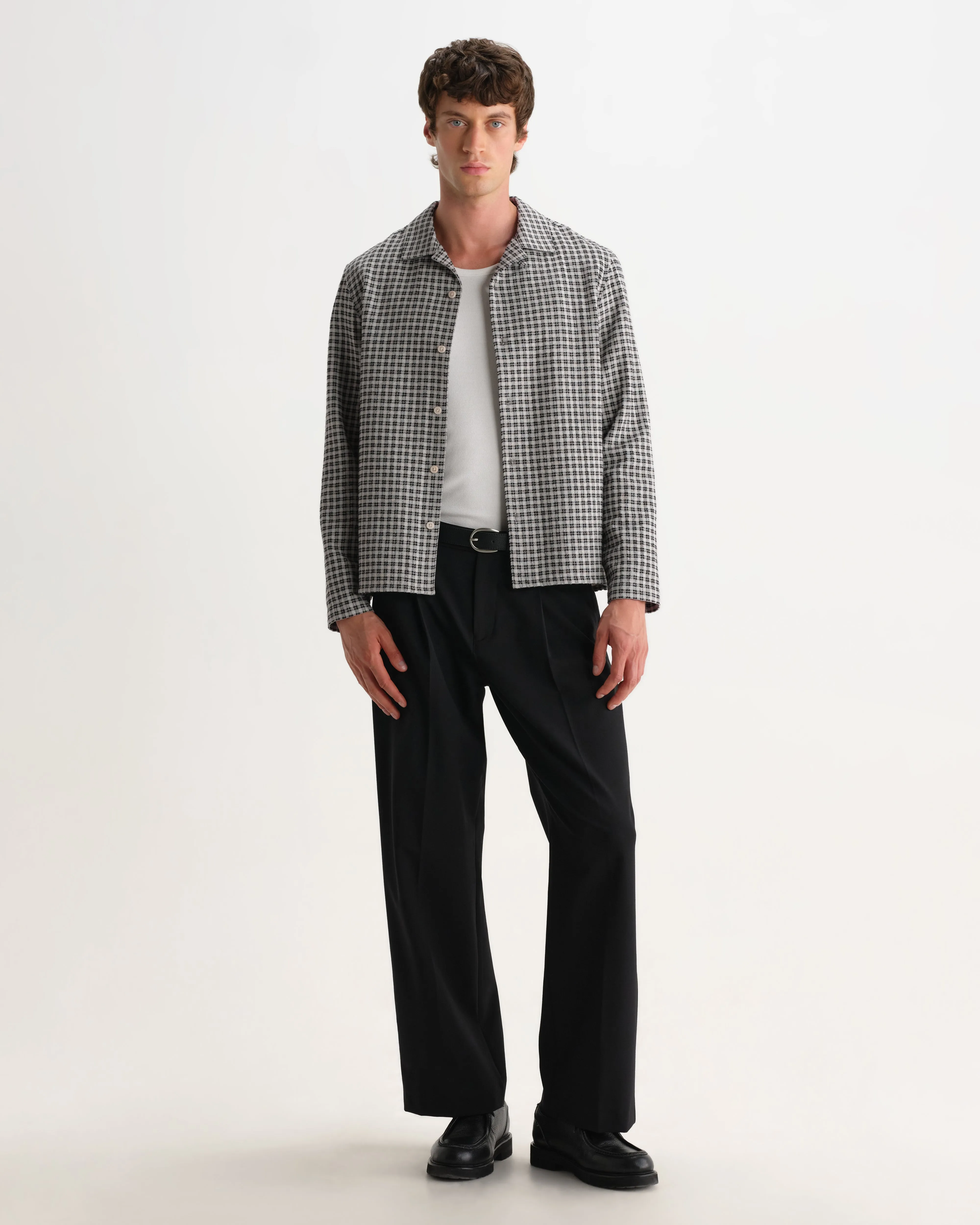 Corey - Black And Ecru Mini Check Shirt sold by Wax London product image thumbnail 4