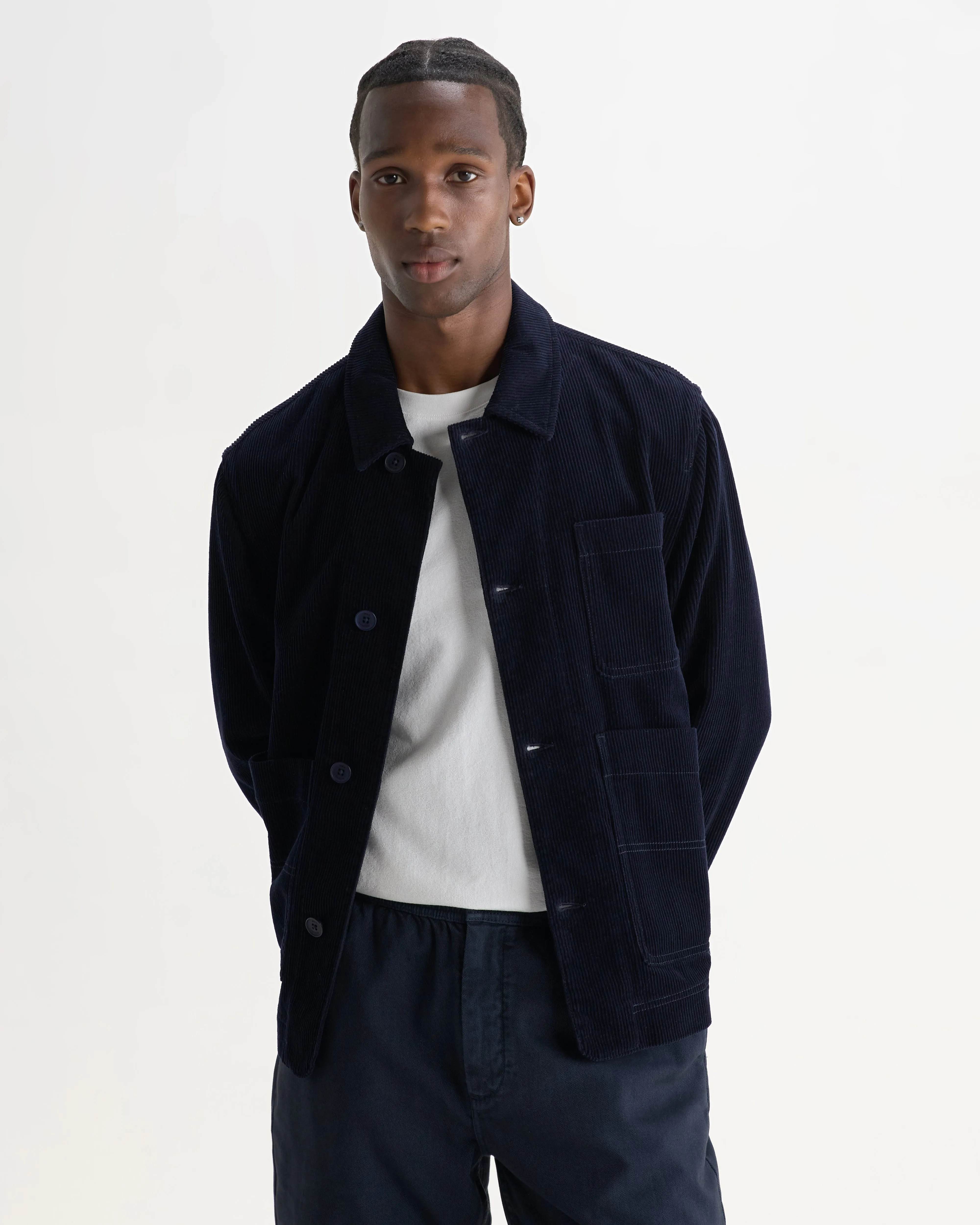 Healey - Navy Corduroy Chore Jacket sold by Wax London product image thumbnail 2