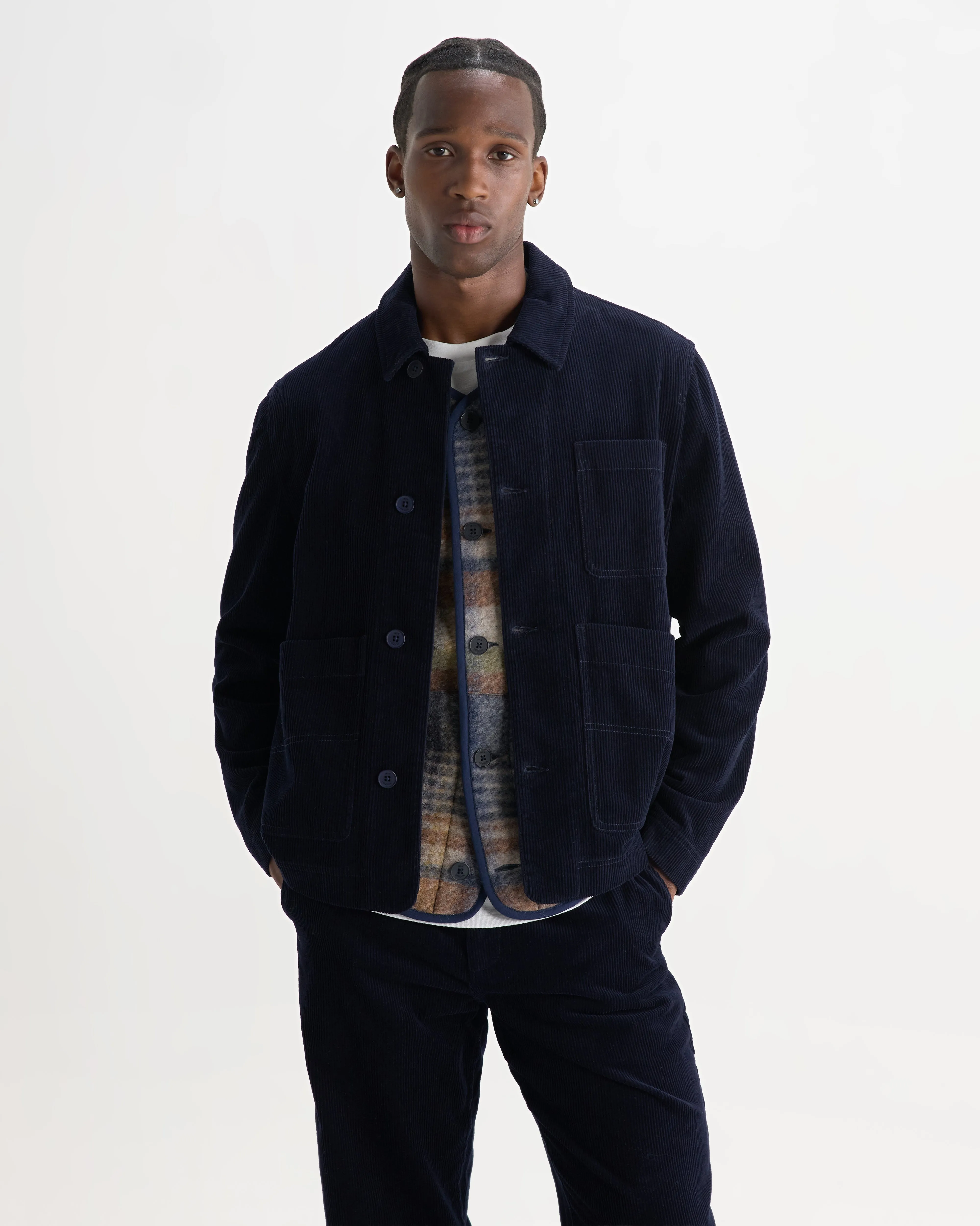 Healey - Navy Corduroy Chore Jacket sold by Wax London product image thumbnail 3