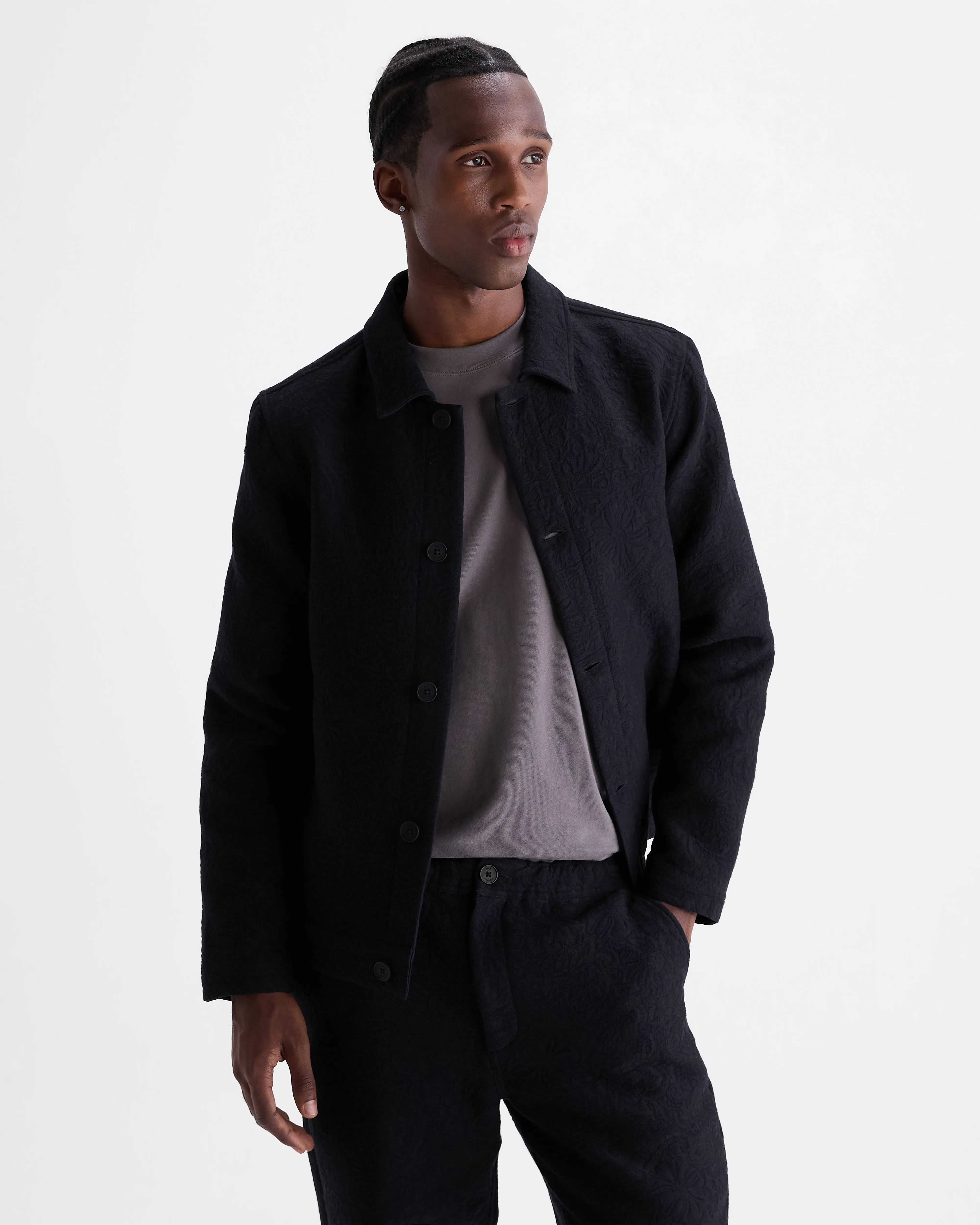Iggy - Navy And Black Tonal Jacquard Jacket sold by Wax London product image thumbnail 2