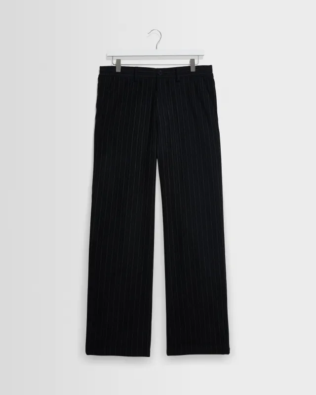 Malham - Black Italian Flannel Stripe Trouser made by Wax London