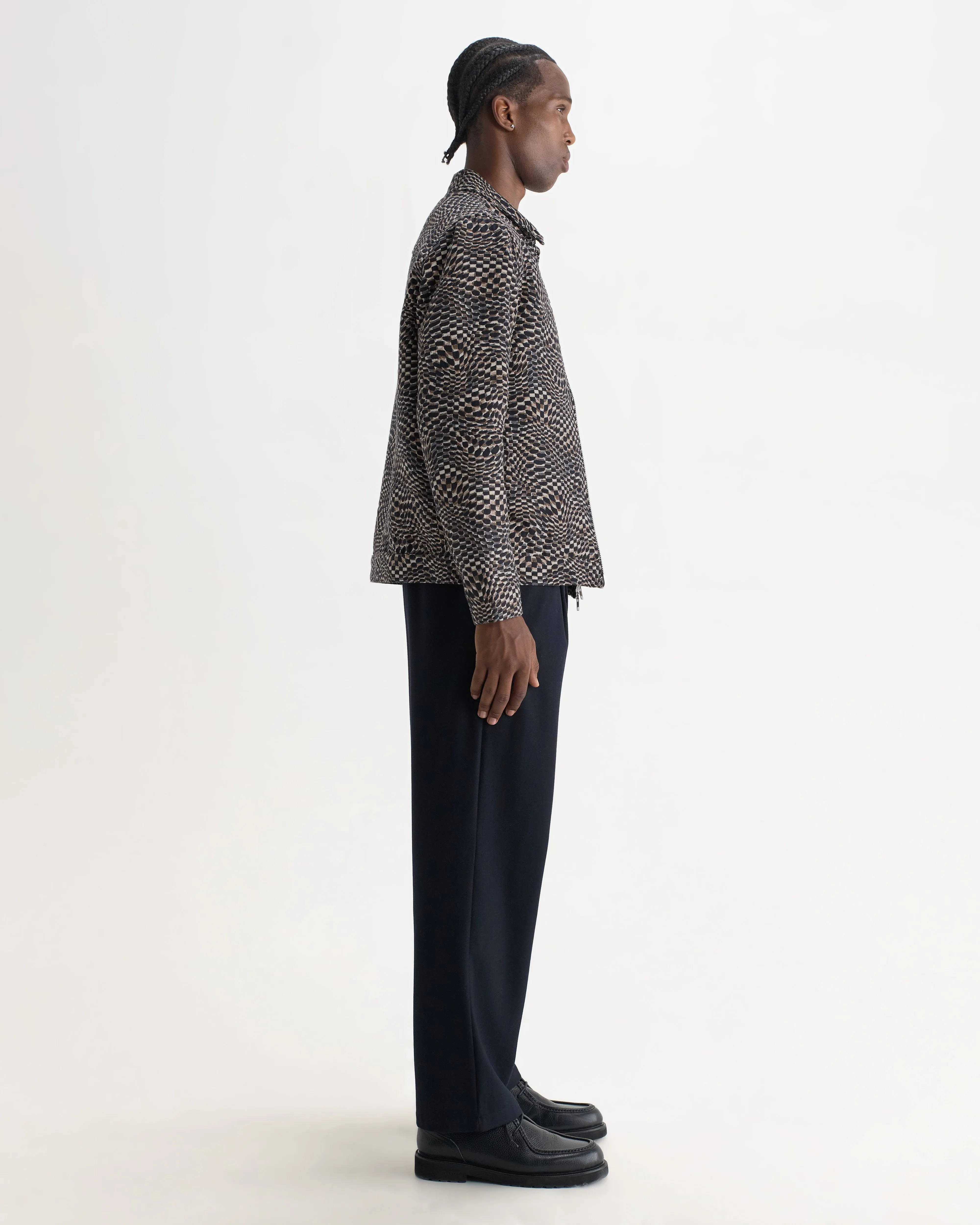Park - Navy And Brown Wave Jacquard Jacket sold by Wax London product image thumbnail 5