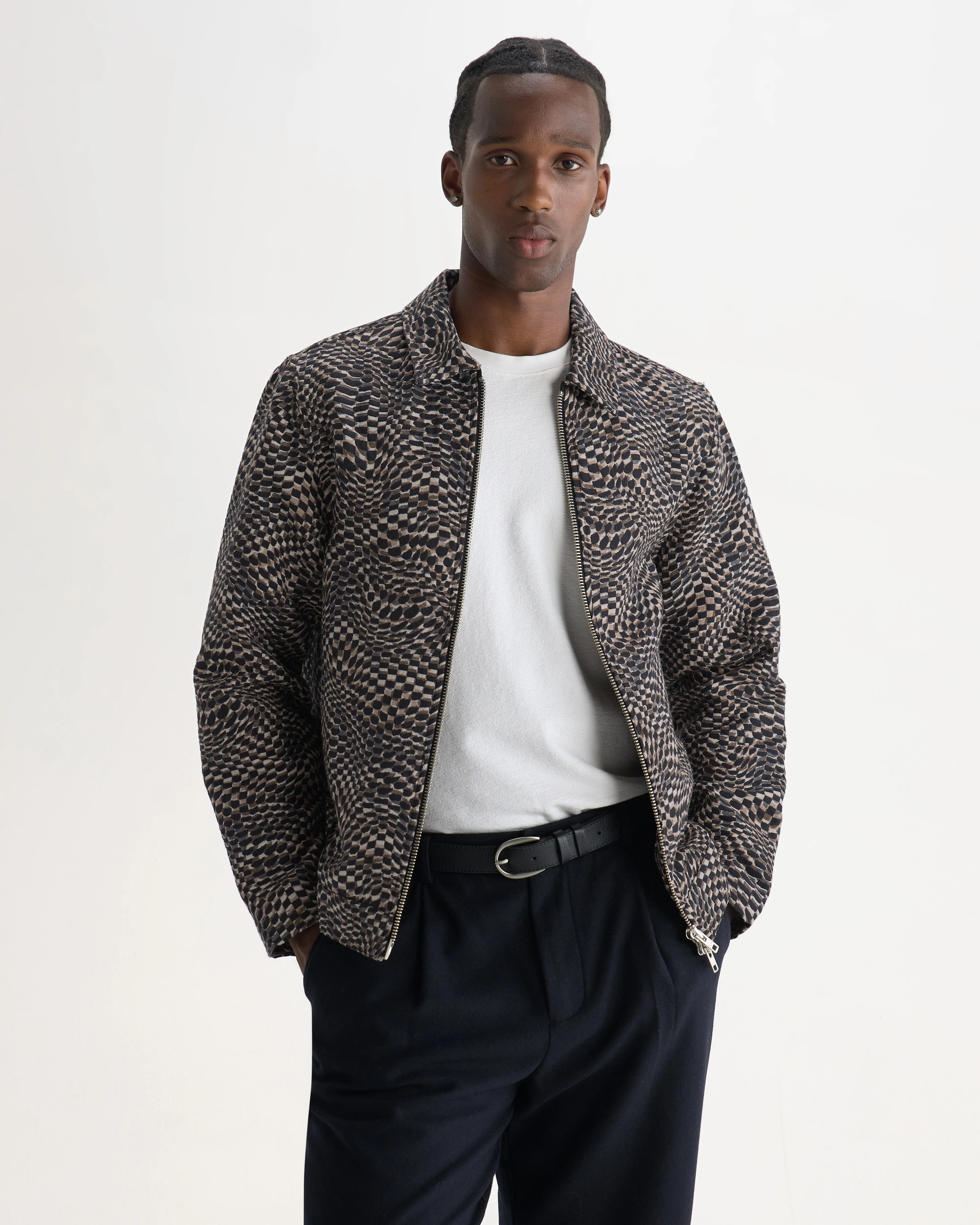 Park - Navy And Brown Wave Jacquard Jacket sold by Wax London product image thumbnail 2
