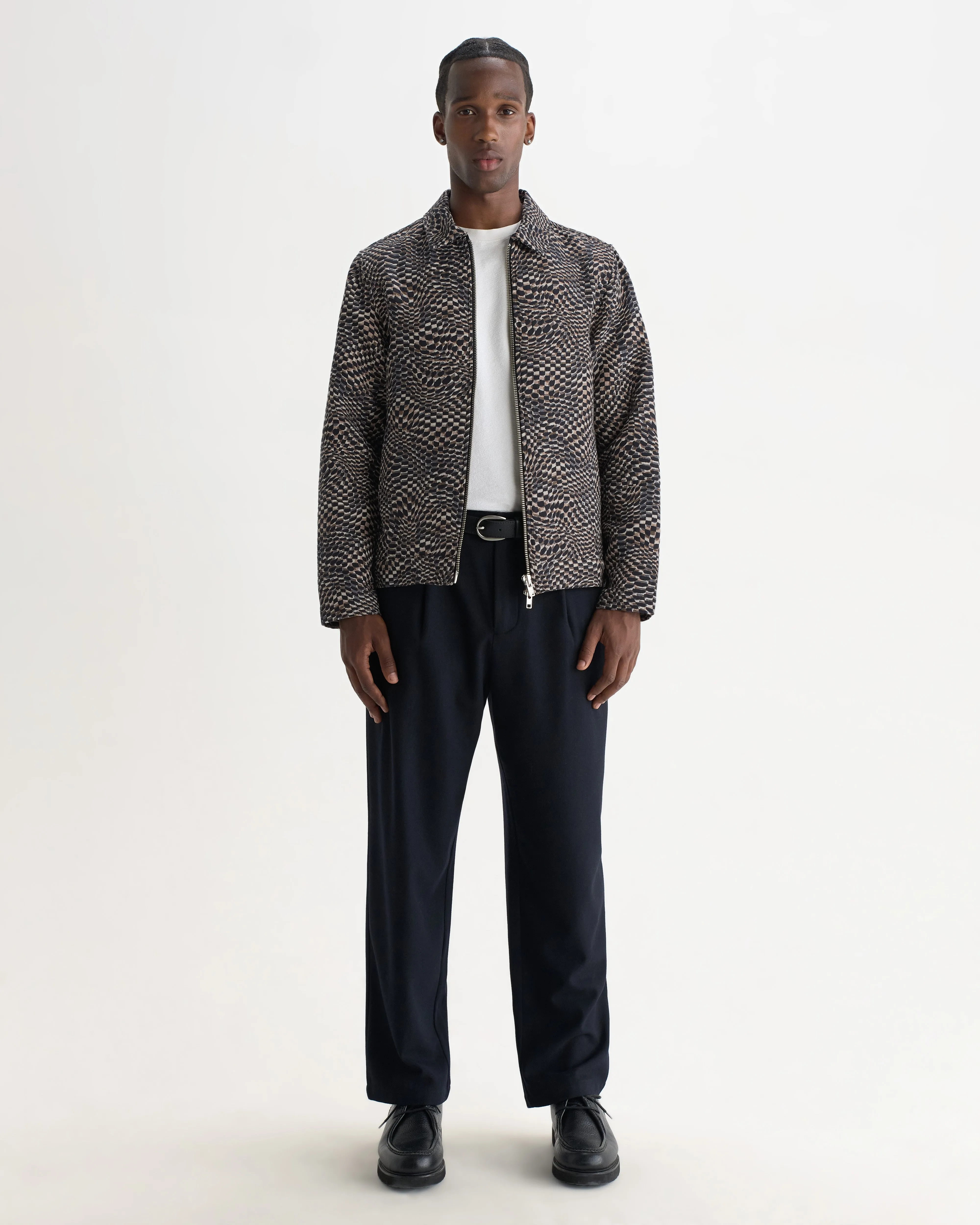Park - Navy And Brown Wave Jacquard Jacket sold by Wax London product image thumbnail 4