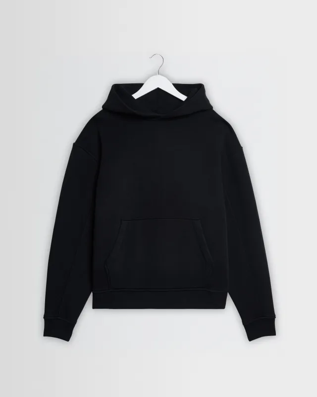 Rydal - Black Brushed Loopback Cotton Hoodie made by Wax London