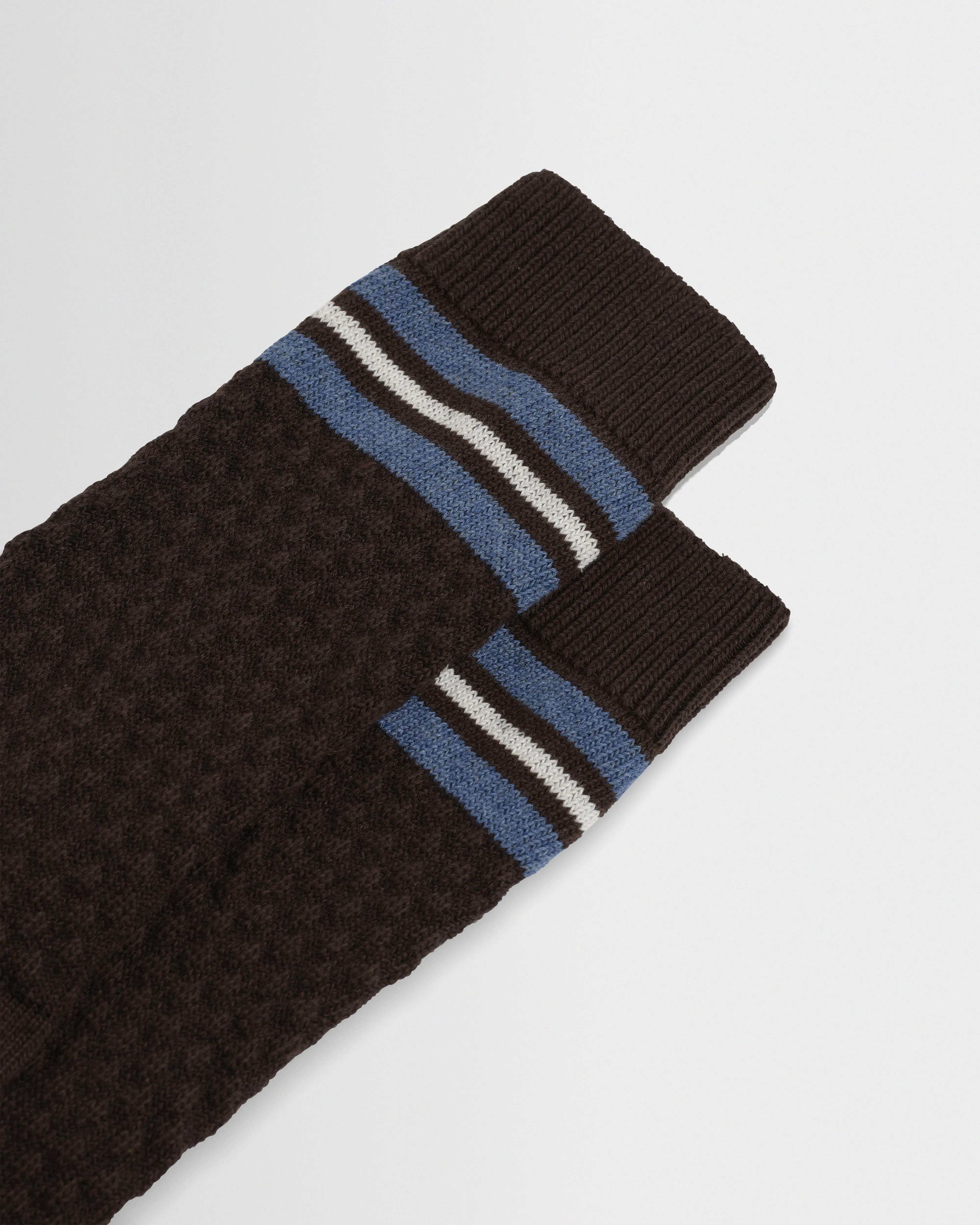 Sandwell - Brown Marl And Blue Trio Stripe Cotton Socks sold by Wax London product image thumbnail 2
