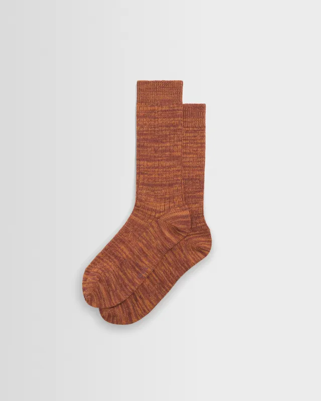 Sandwell - Orange And Red Twisted Cotton Socks made by Wax London