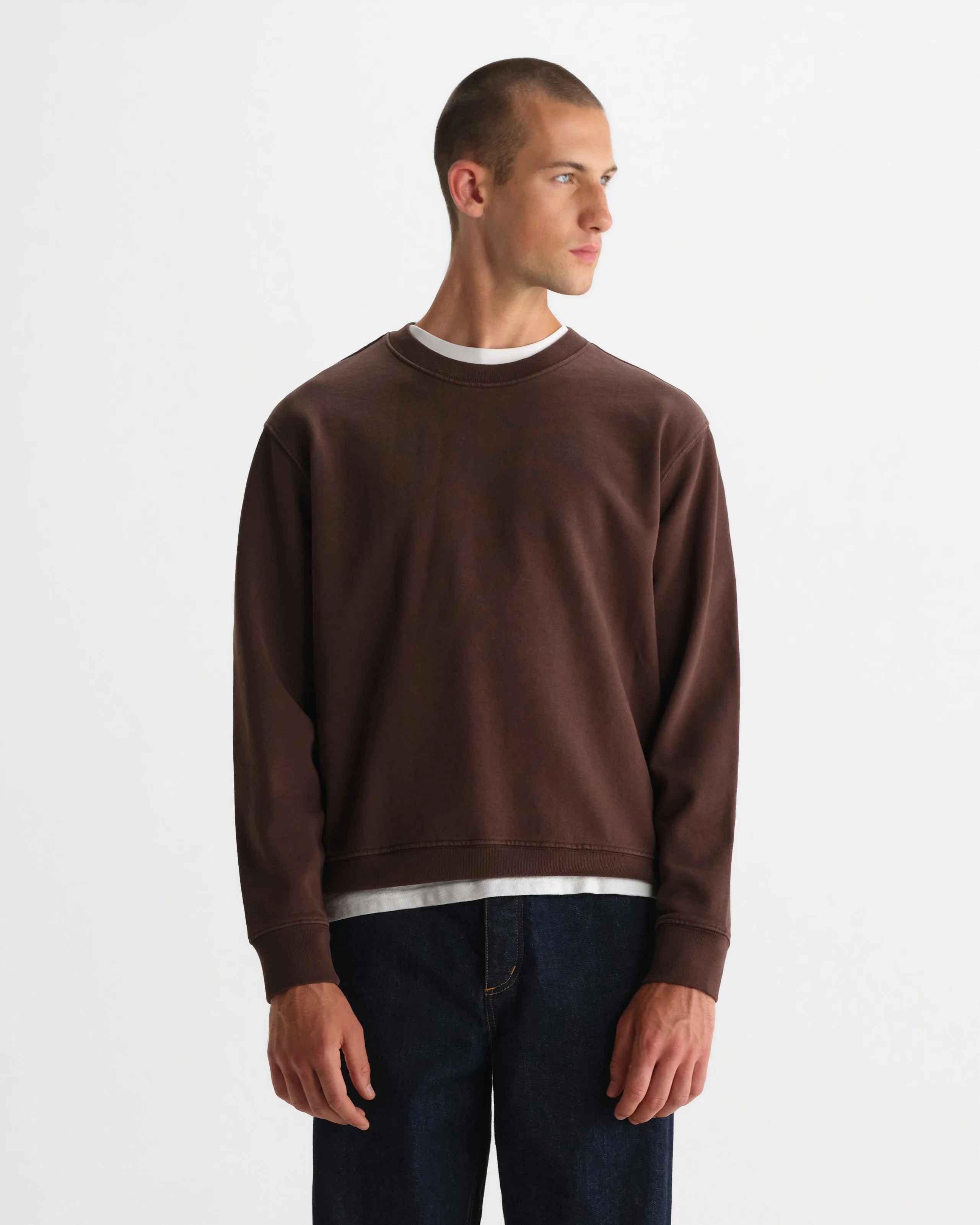Sidney - Washed Brown Loopback Cotton Sweatshirt sold by Wax London product image thumbnail 2