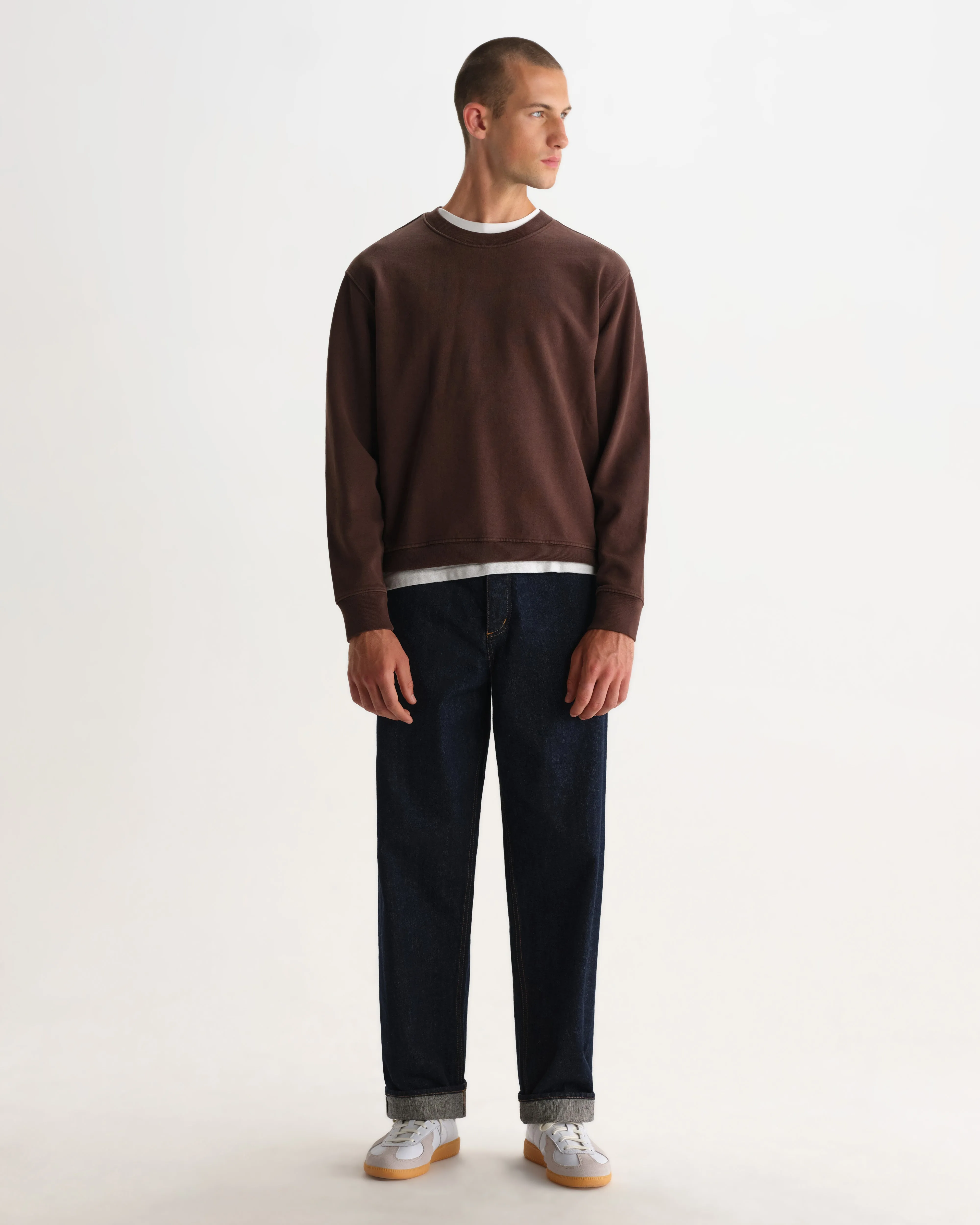Sidney - Washed Brown Loopback Cotton Sweatshirt sold by Wax London product image thumbnail 4