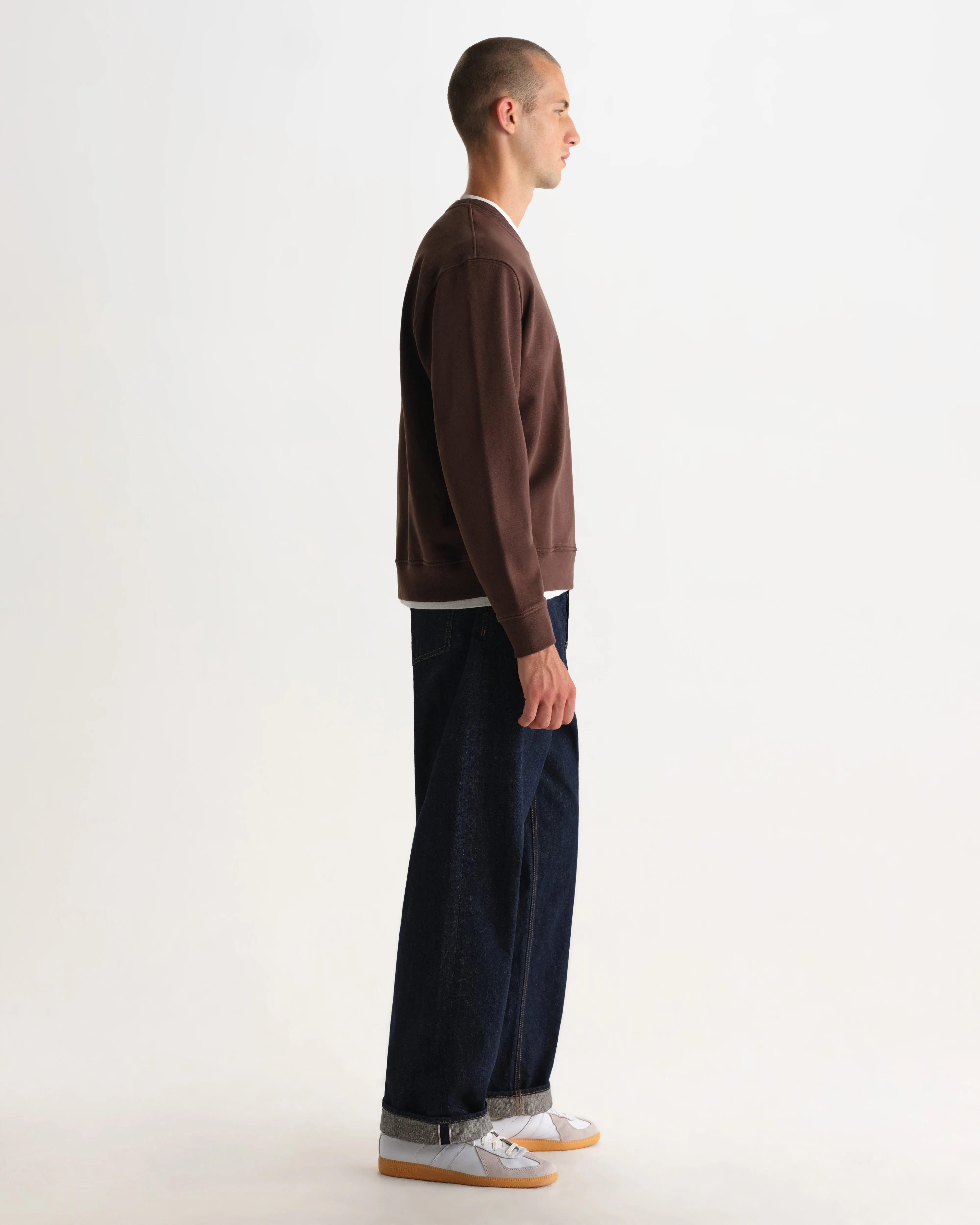 Sidney - Washed Brown Loopback Cotton Sweatshirt sold by Wax London product image thumbnail 5
