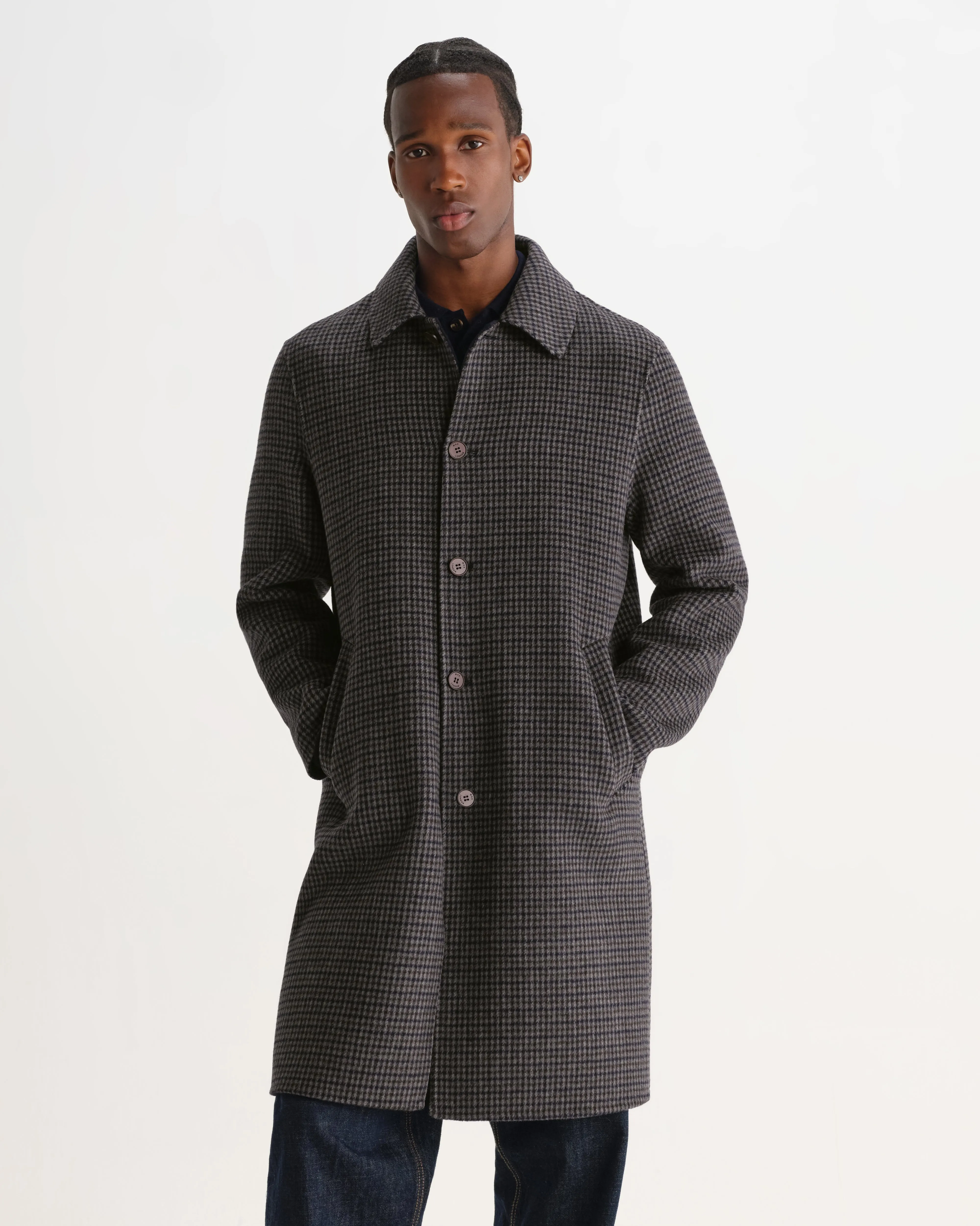 Stan - Navy And Brown Double Face Car Coat sold by Wax London product image thumbnail 2