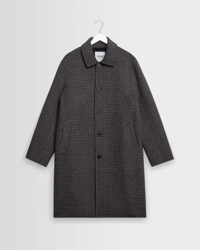 Stan - Navy And Brown Double Face Car Coat made by Wax London
