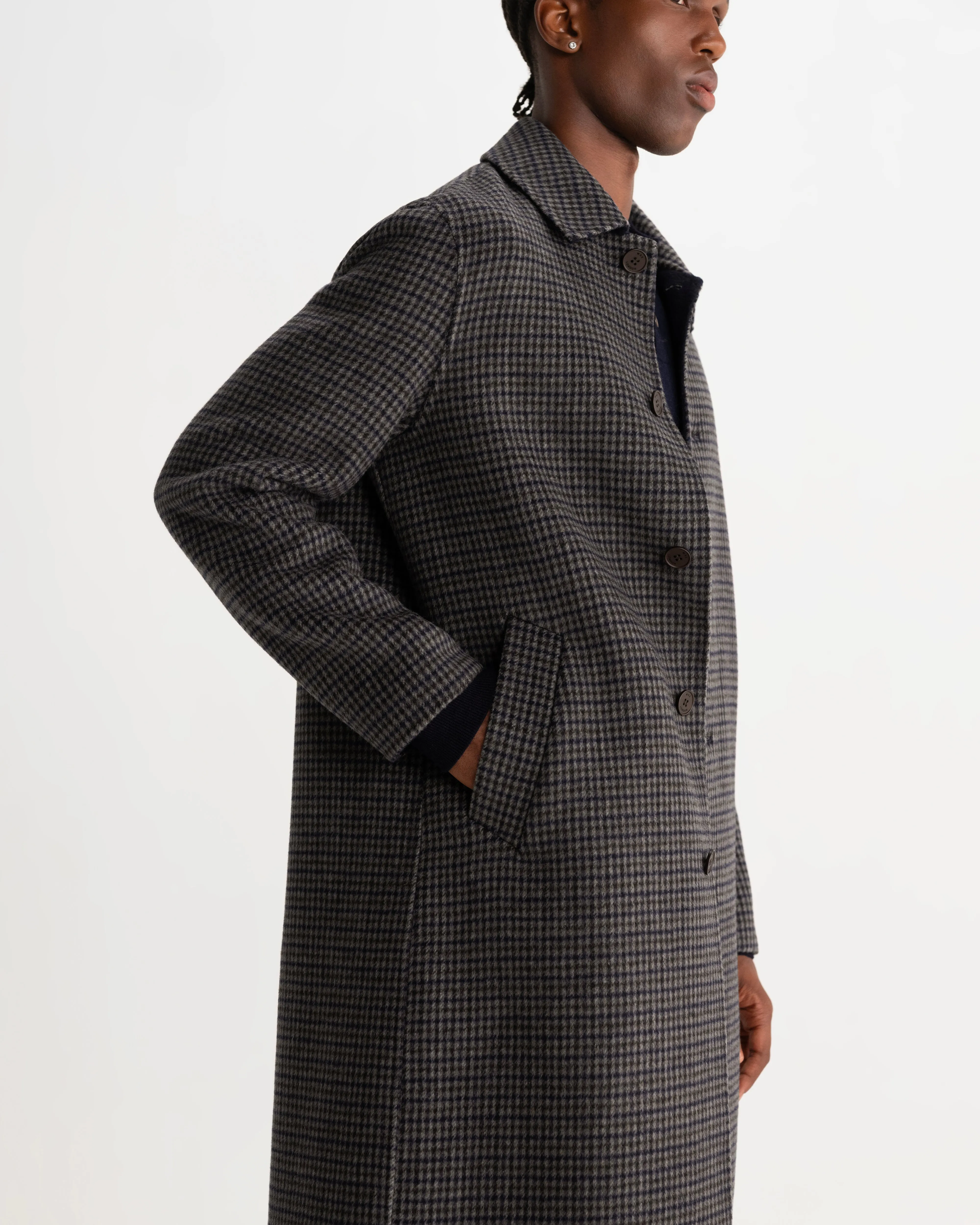 Stan - Navy And Brown Double Face Car Coat sold by Wax London product image thumbnail 3