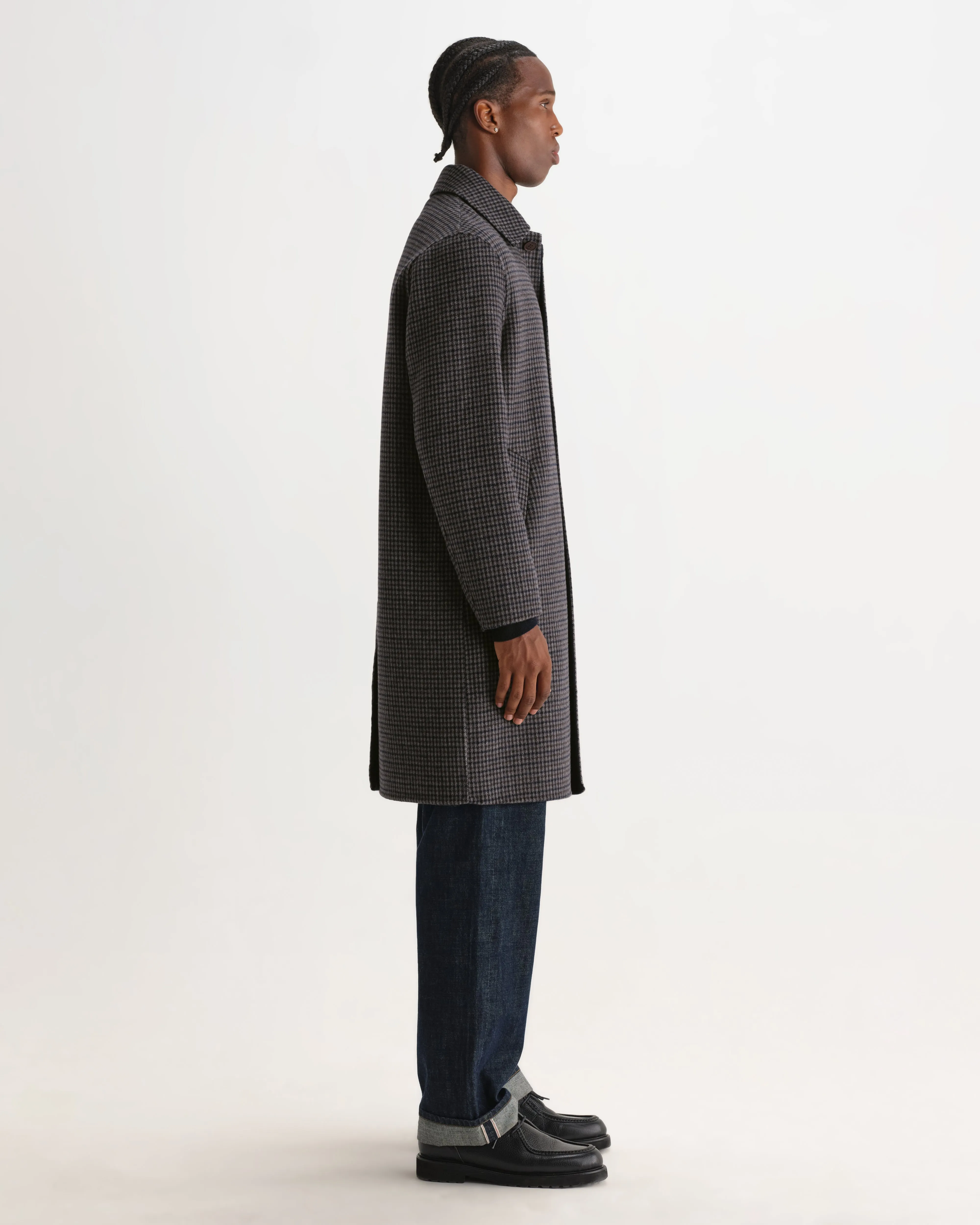 Stan - Navy And Brown Double Face Car Coat sold by Wax London product image thumbnail 5