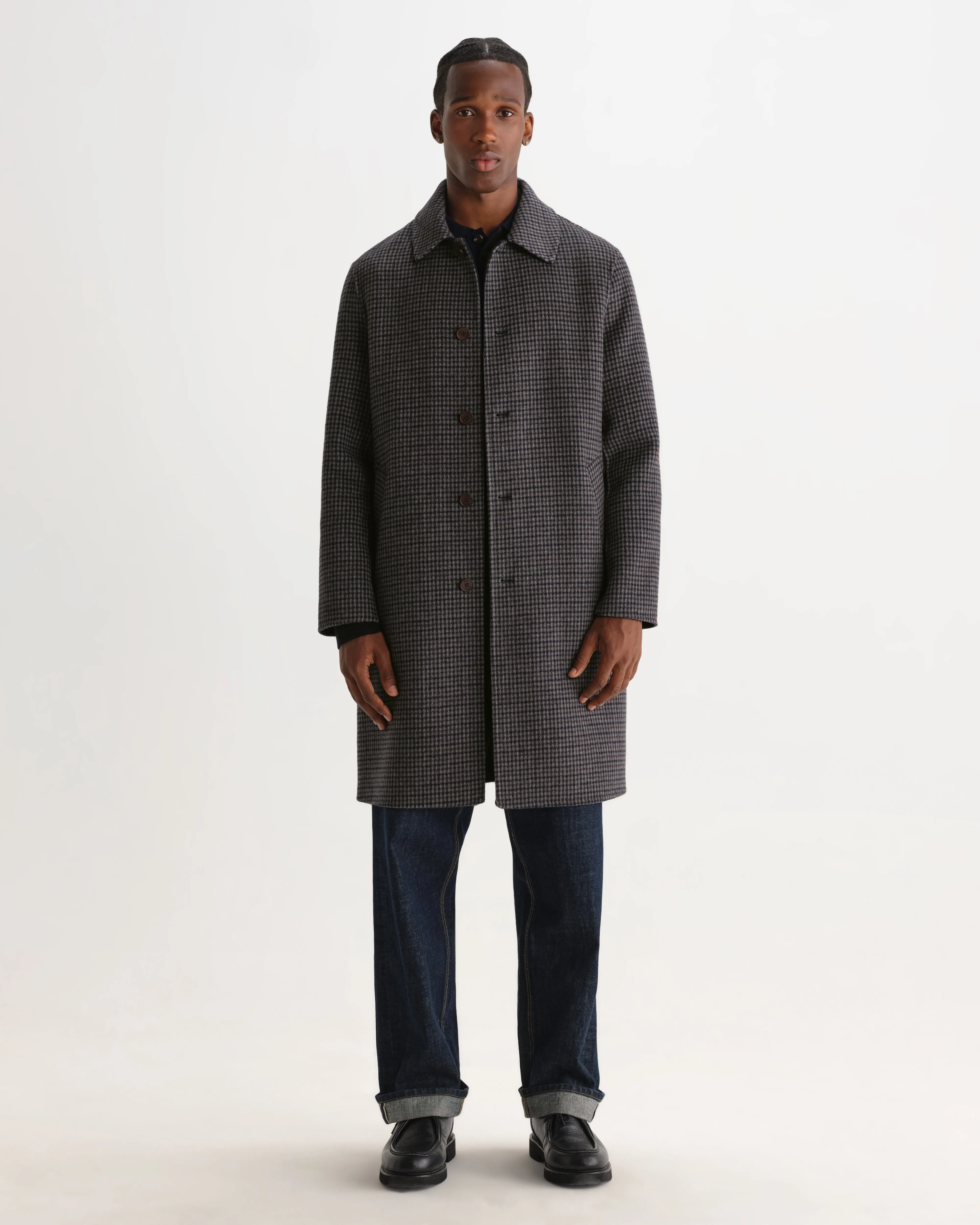 Stan - Navy And Brown Double Face Car Coat sold by Wax London product image thumbnail 4