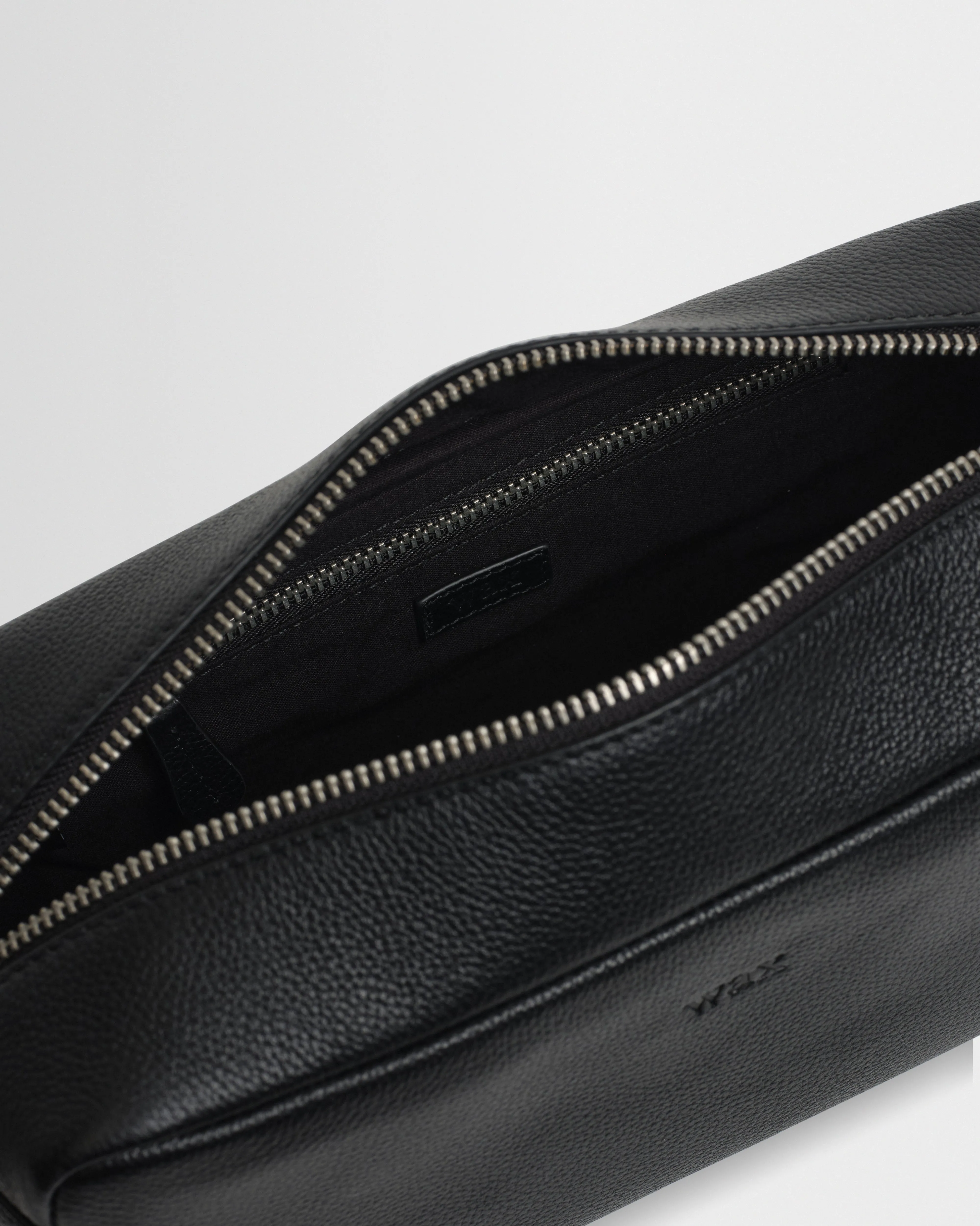 Wells - Black Grain Leather Wash Bag sold by Wax London product image thumbnail 4