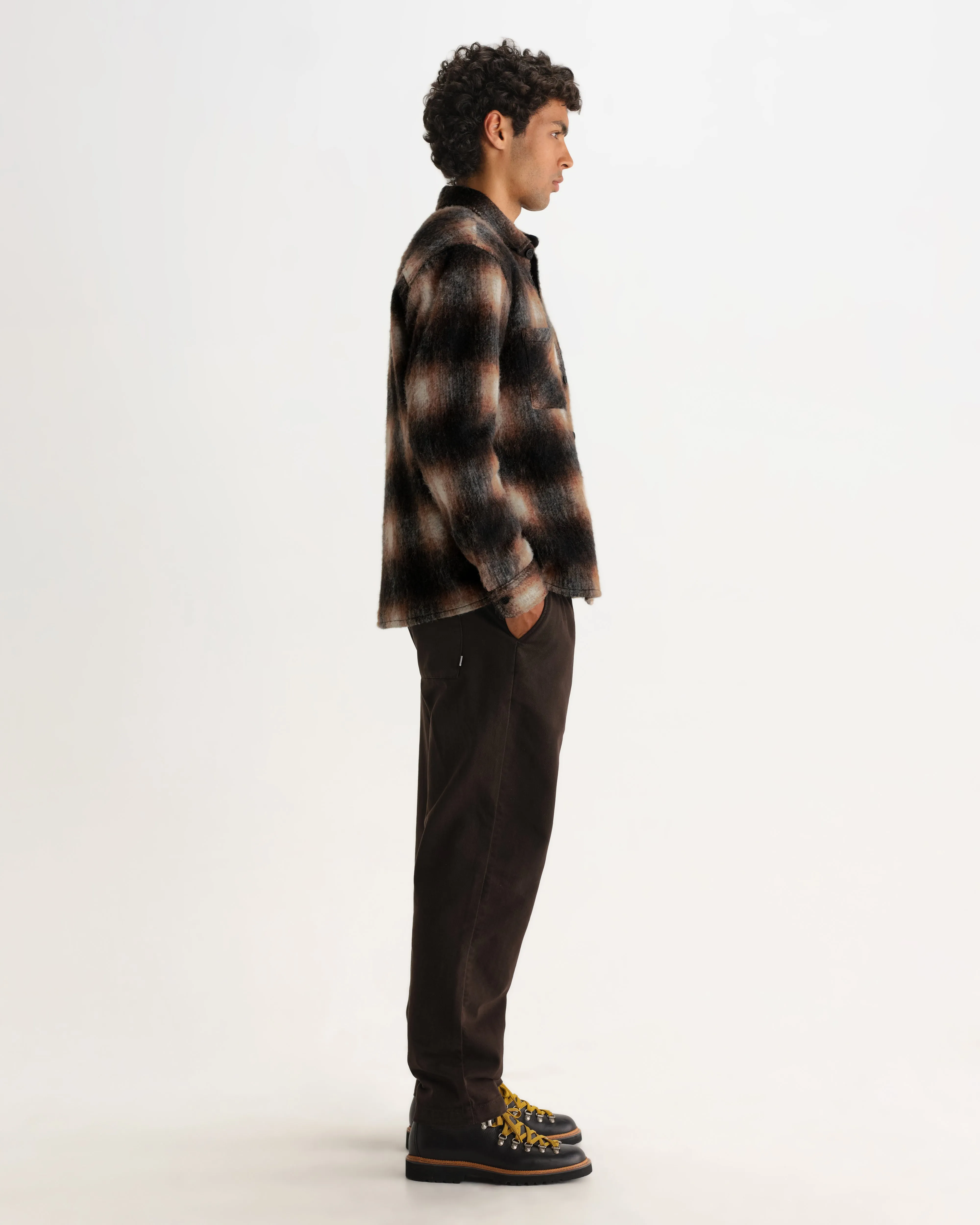 Whiting - Brown And Black Elm Wool Blend Check Overshirt sold by Wax London product image thumbnail 5