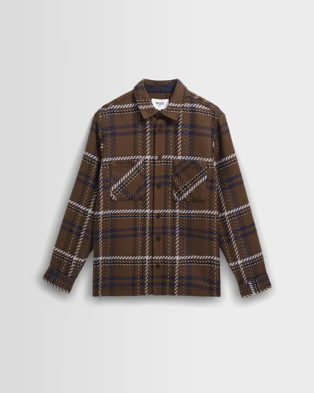 Whiting - Brown And Blue Moon Check Overshirt made by Wax London