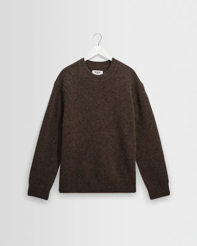 Wilde - Chocolate Brown Fluffy Wool Crewneck made by Wax London
