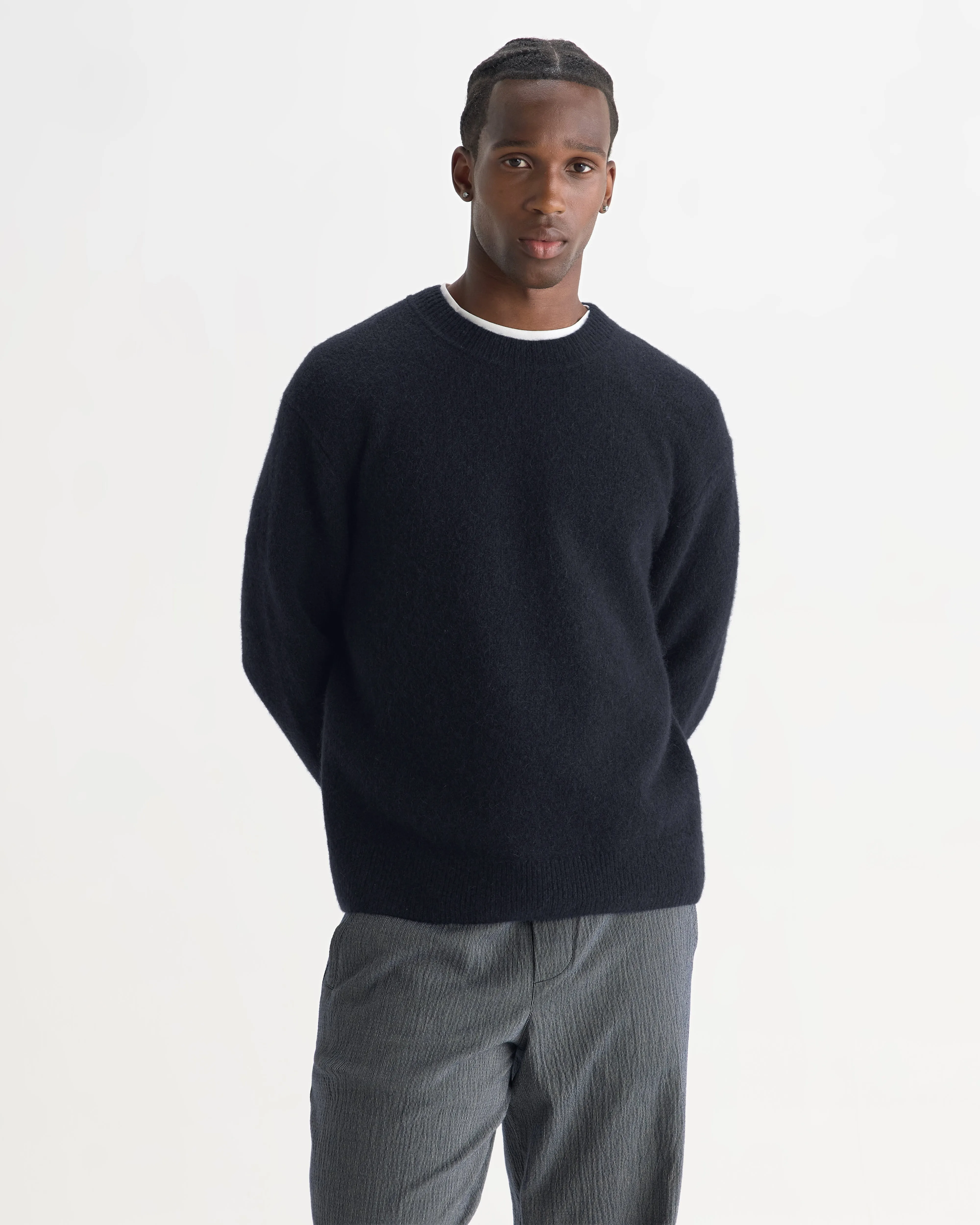 Wilde - Navy Fluffy Wool Crewneck sold by Wax London product image thumbnail 2