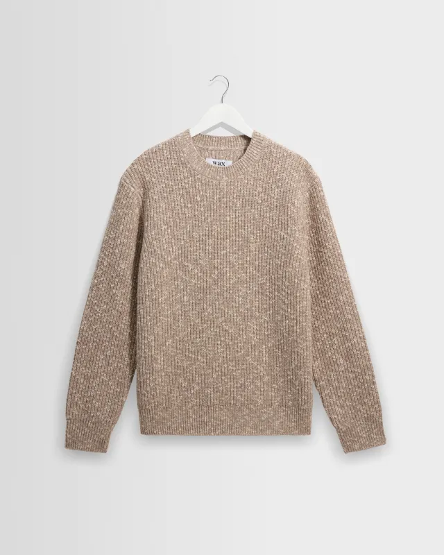 Wilde - Natural Fleck Rib Wool Crewneck made by Wax London