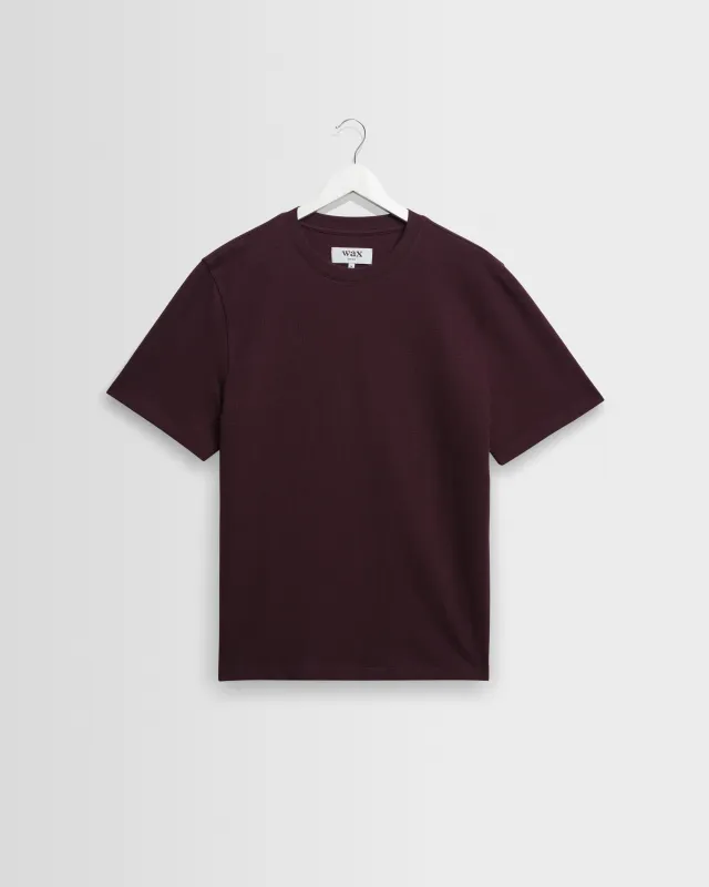 Dean - Dark Purple Textured Organic Cotton T-Shirt made by Wax London